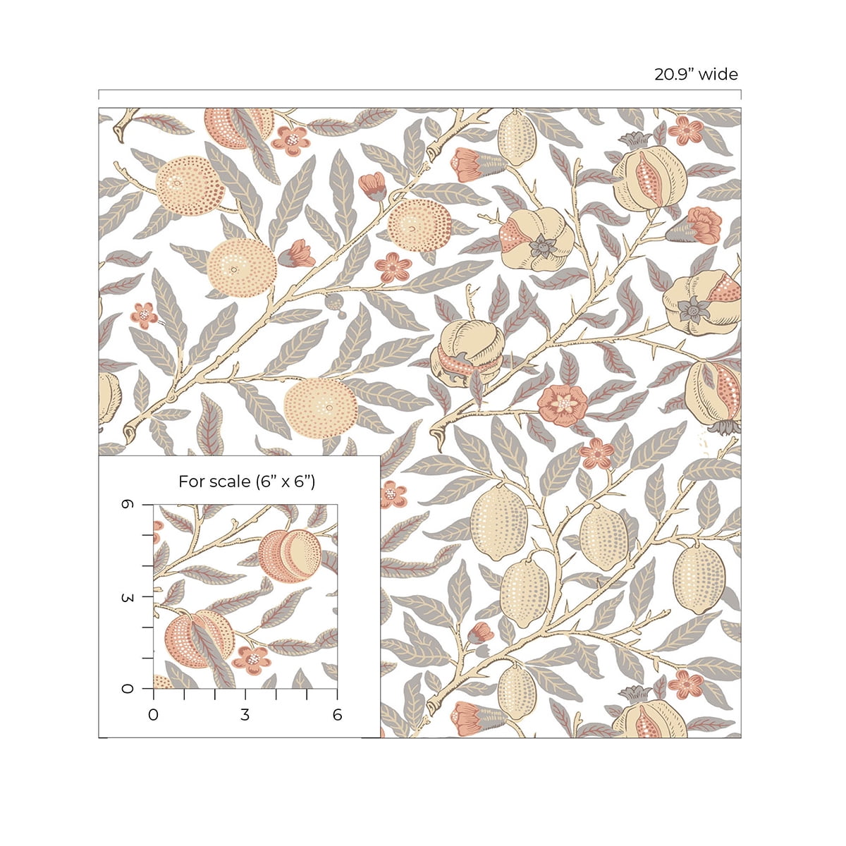 NextWall Pomegranate Peel and Stick Wallpaper (Daydream Grey & Melon, 20.9 in. W x 18 ft. L) e75d9