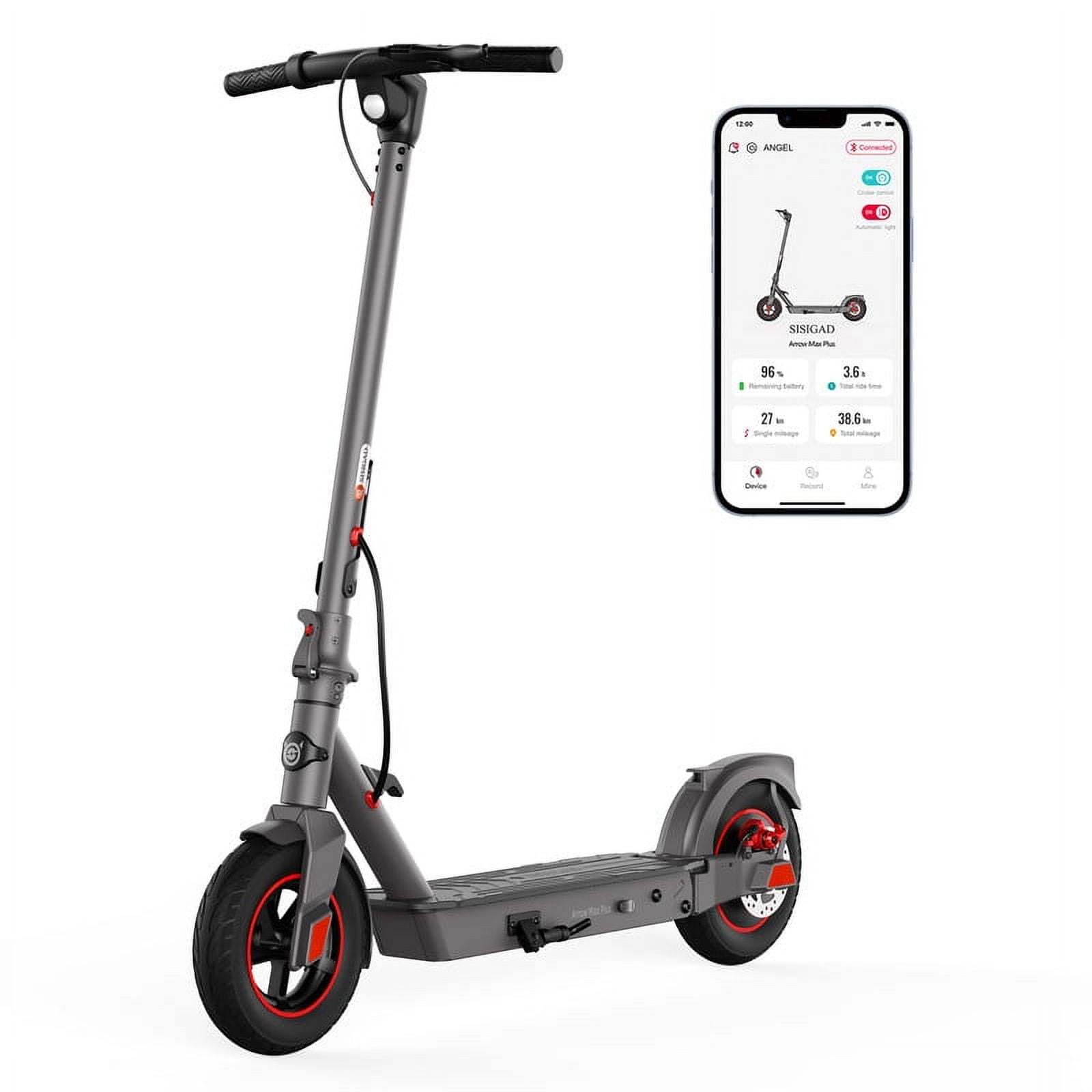 SISIGAD Electric Scooter for Adults, 500W Motor, 20 Mph Top Speed, 26 Miles Range, Portable Folding Commuting Scooter (Grey, 10 in Tires) 578cg