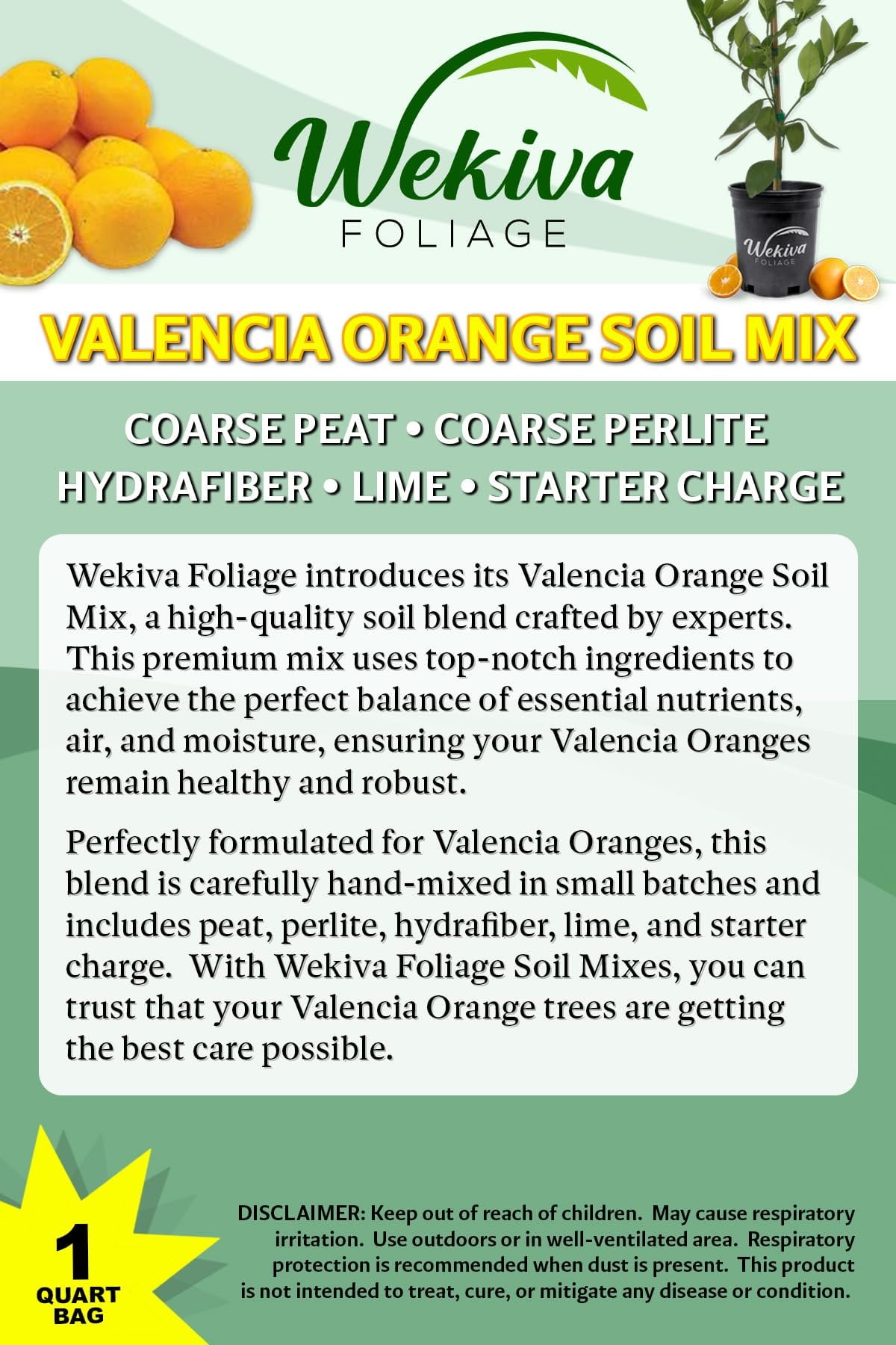 Wekiva Foliage Valencia Orange Tree Potting Soil Mix (Nutrient-Rich, 1 Quart) r4shd