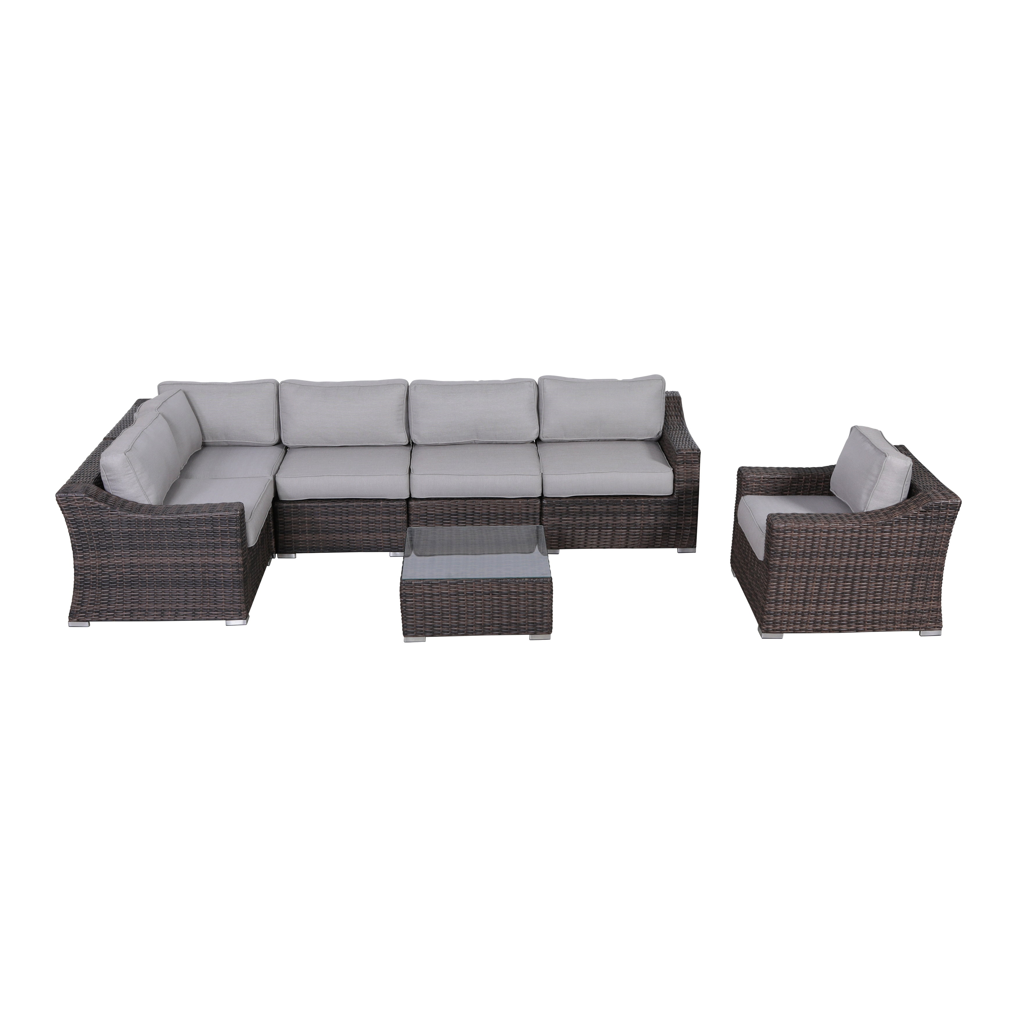 Living Source International Wicker Rattan 5-Person Outdoor Seating Group with Cushions (Espresso, 5-Piece Set) zbh72