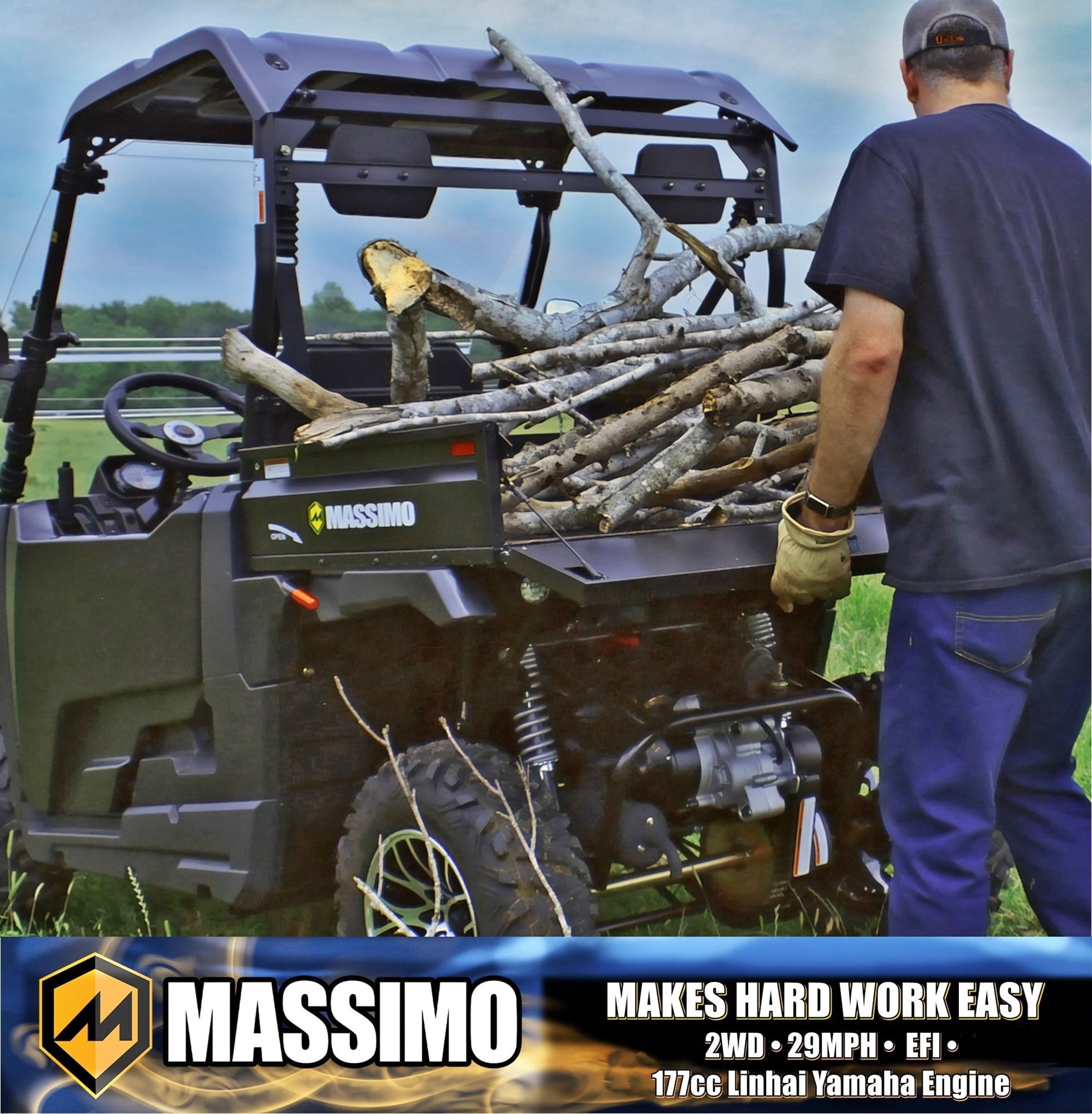 Massimo Buck 250 Side by Side UTV with Dumping Cargo Bed (Quicksand, 177cc) 5tcc7 - Image 8