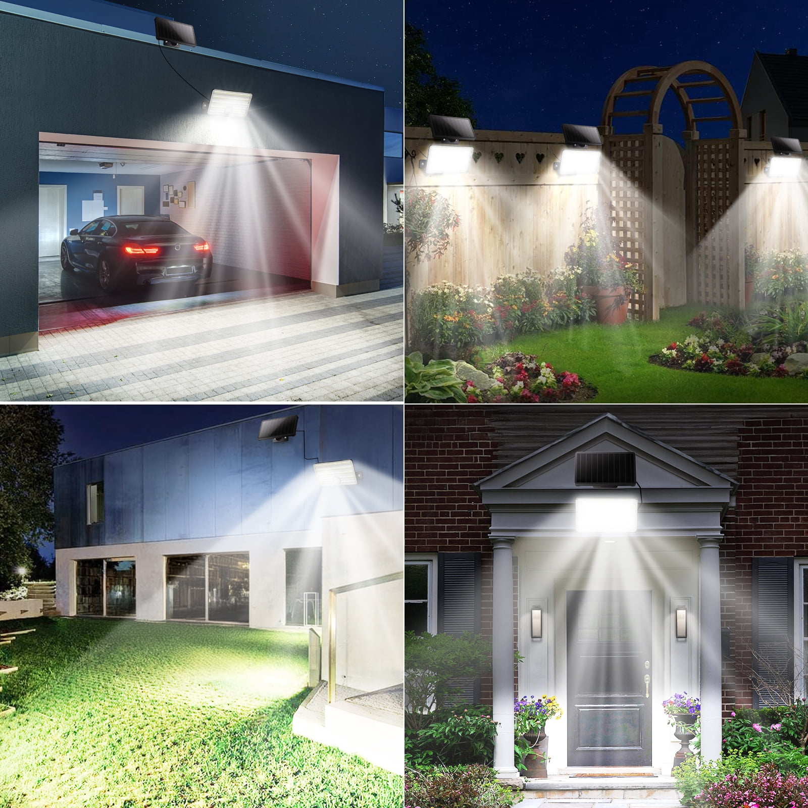 SZRSTH Solar Motion Sensor Lights Outdoor Security Flood Lights with Remote (2 Pack, 16.4 ft Cord) nuky1