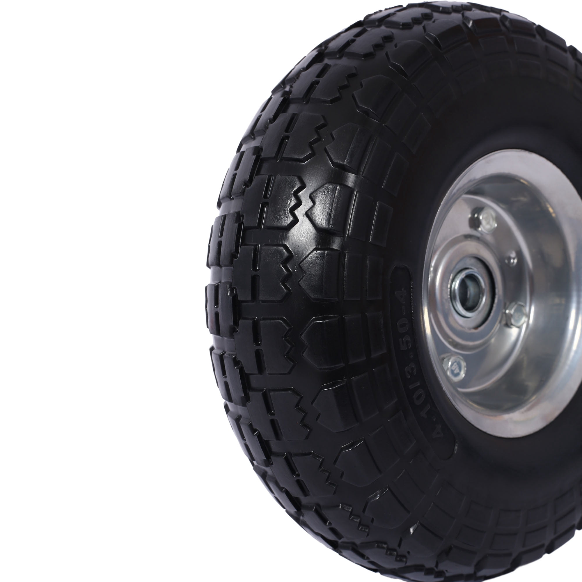 CQSXDA Heavy-Duty Flat-Free PU Foam Tire and Wheel (Black, 10 in Diameter, 5/8 in Axle Bore) usfak
