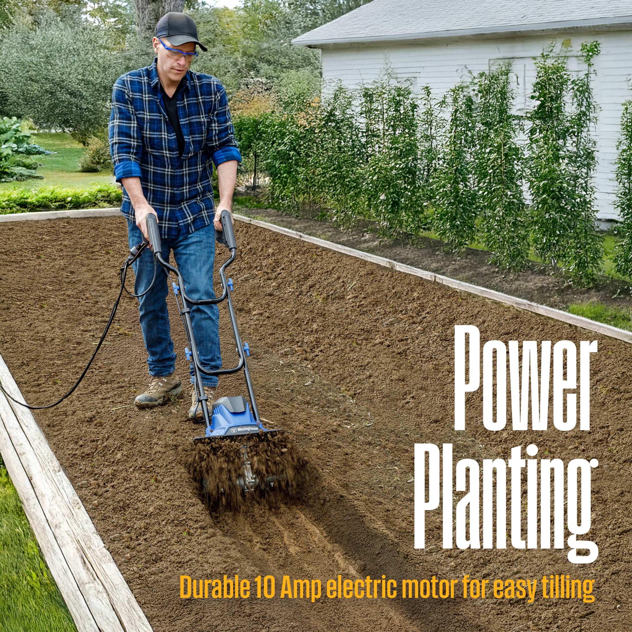 Westinghouse 10 Amp Corded Electric Tiller Cultivator (14 in, 4 Steel Blades) s28a0