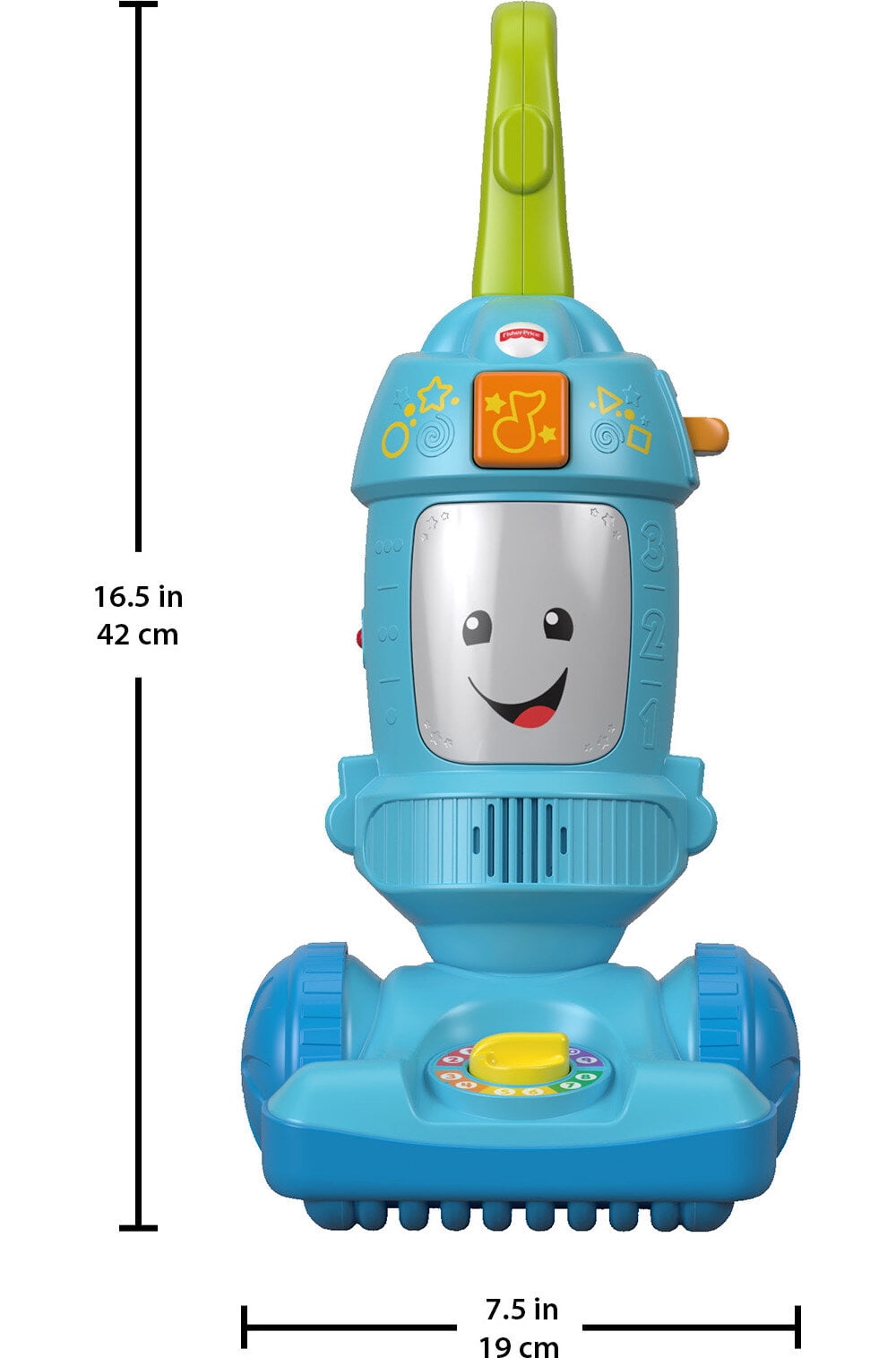 Fisher-Price Laugh & Learn Light-Up Learning Vacuum Electronic Push Toy (Multi-Color, 18 in) 84fs0