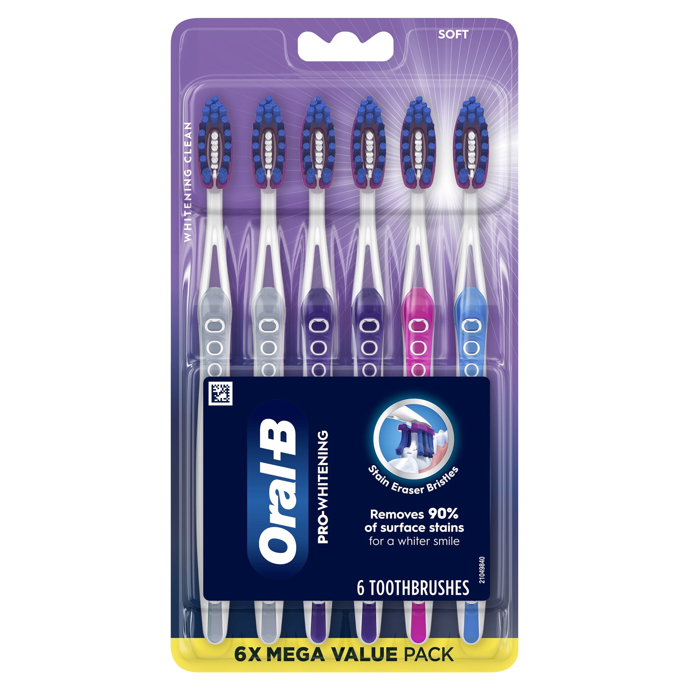 Oral-B Pro Whitening Toothbrush, Soft Bristles, Daily Oral Care (6 Count) nutls