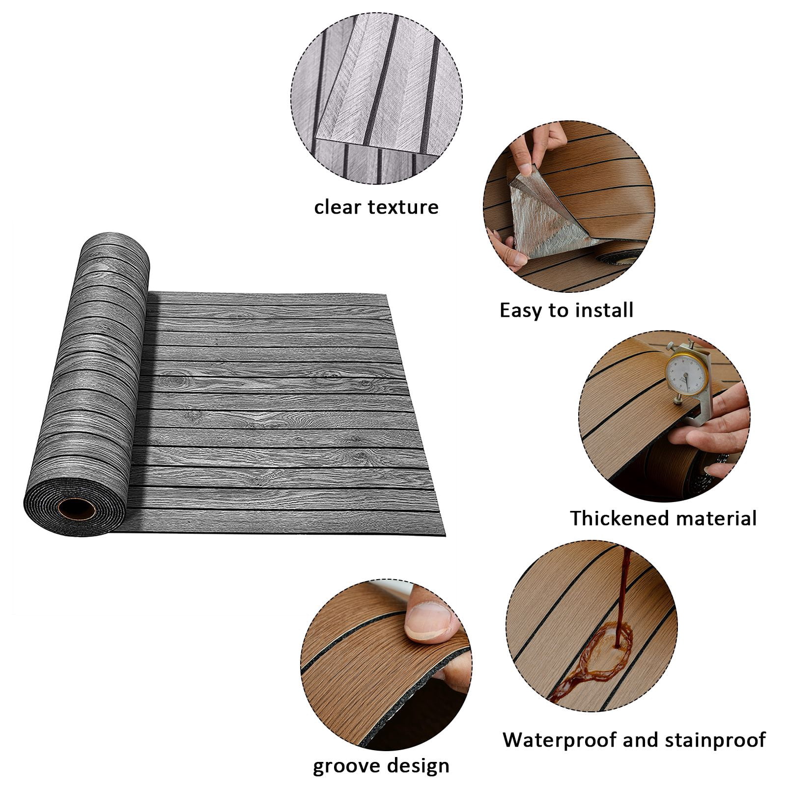 Lifeuping Peel and Stick Wood Slat Wall Panels, Self-Adhesive Flexible Vinyl Wall Decor for Farmhouse Interior (Brown, 15.75 in x 118.11 in) 78erx