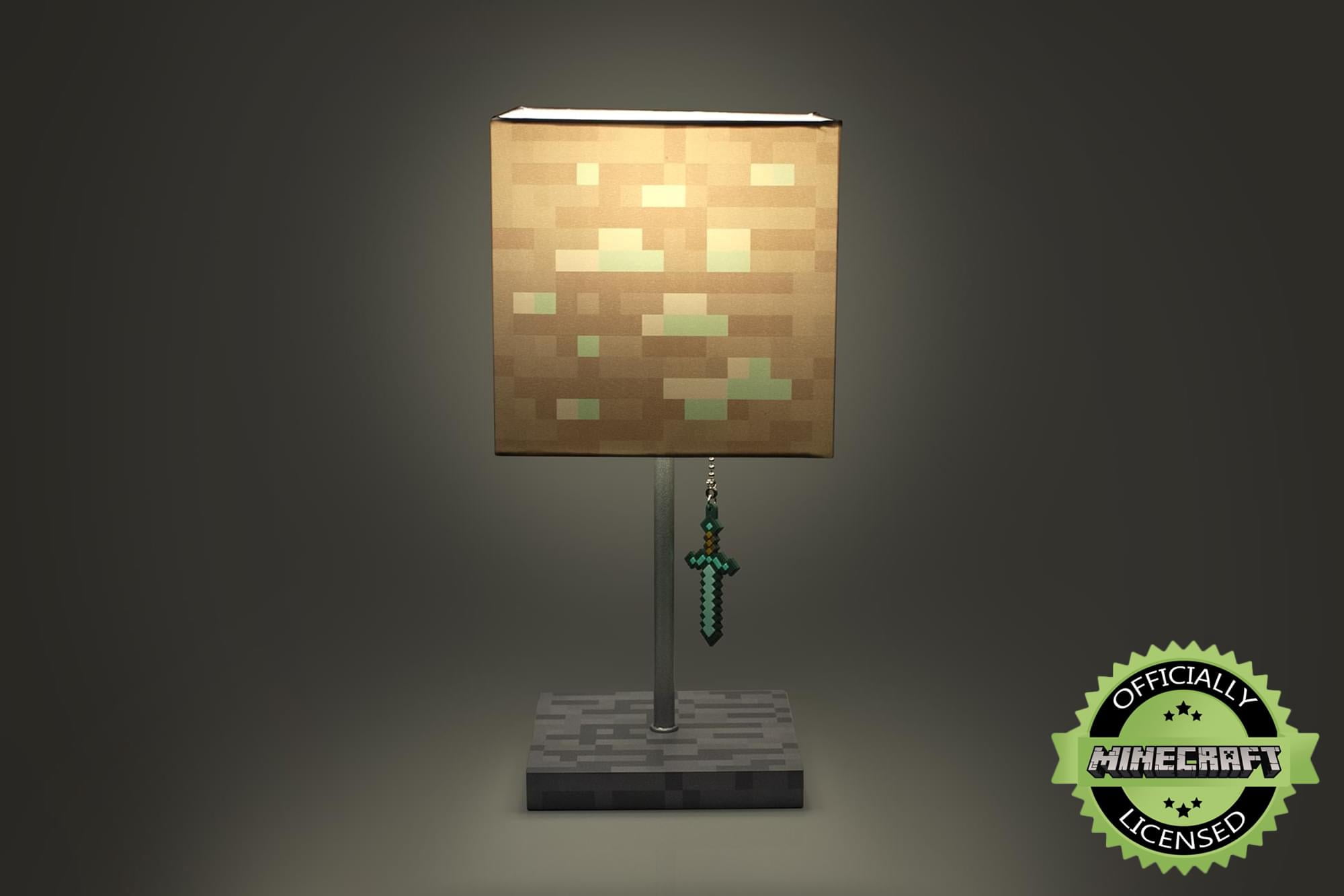 Minecraft Diamond Ore LED Desk Lamp with 3D Diamond Sword Pull (14 in) zo6ev