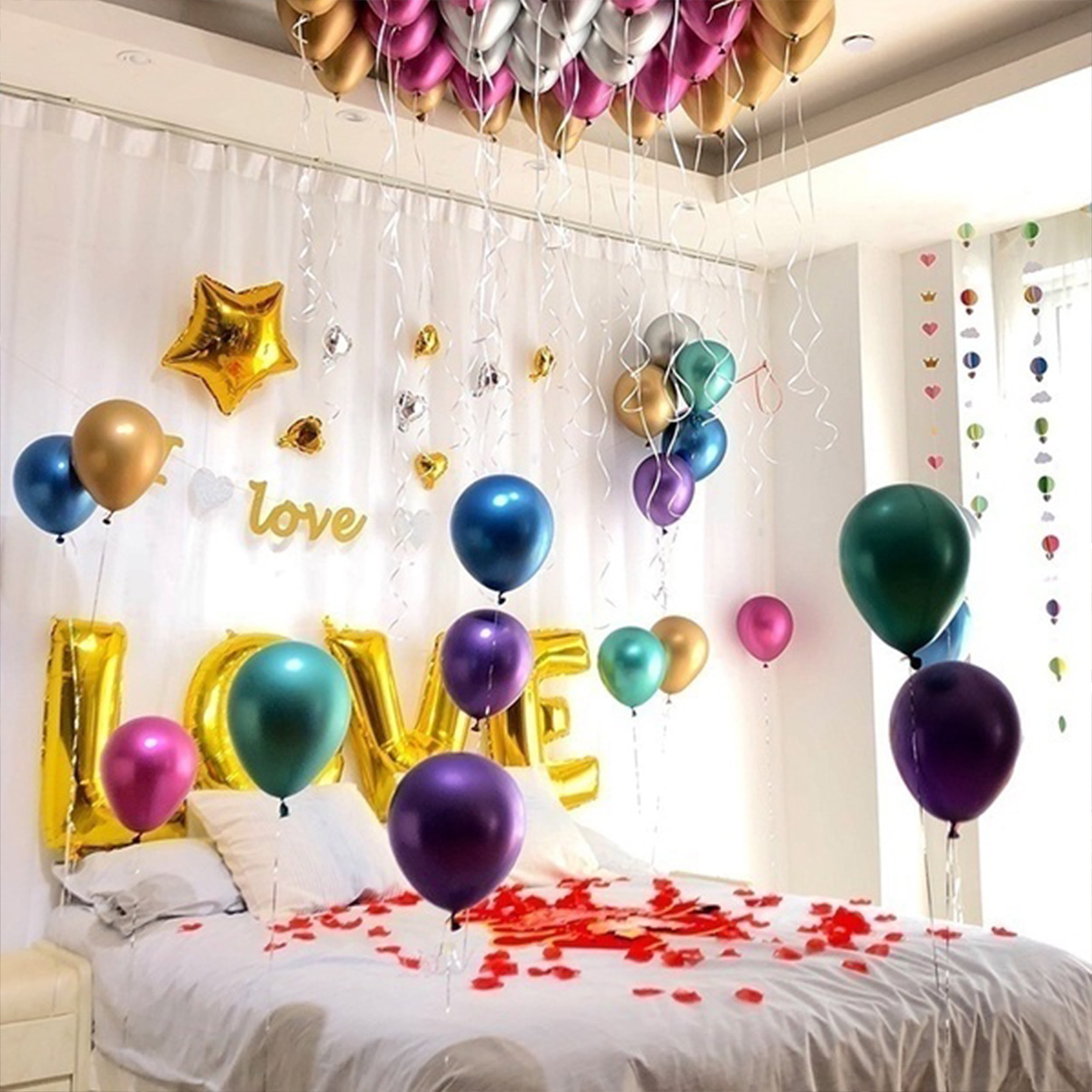 Lotus Home Metallic Latex Party Balloons with Arch Garland Strip (Silver, 50 Piece, 12 in) kkd7h