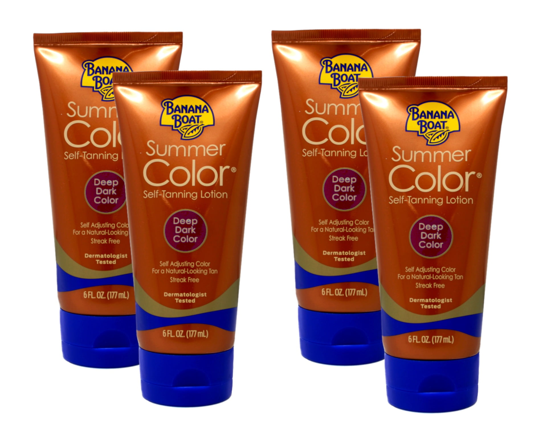Banana Boat Summer Color Self-Tanning Lotion, Streak-Free Deep Dark Glow (4 Pack, 6 oz Each) 2txtb