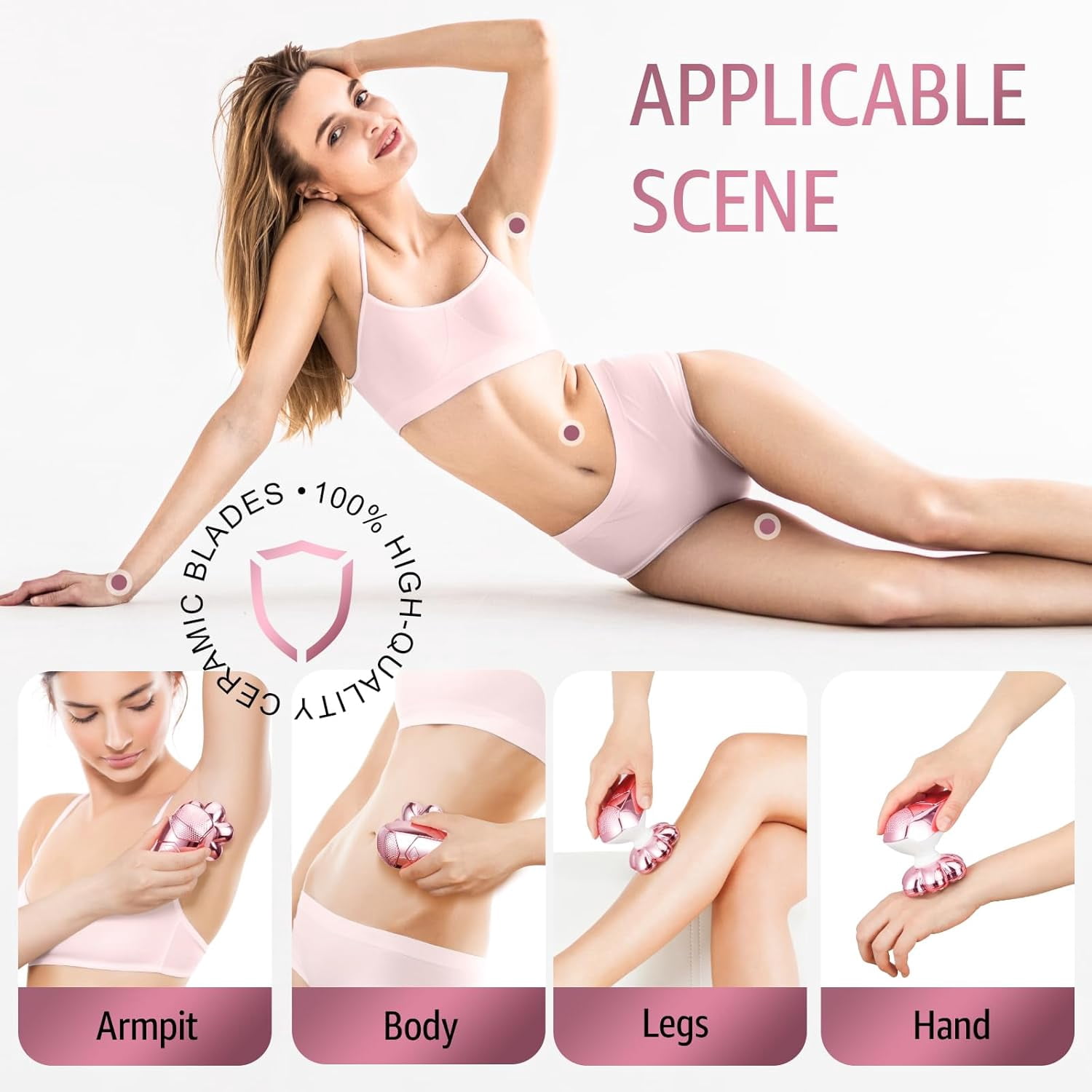 Skdwakiz 5-in-1 Electric Shaver for Women, Cordless 7D Rotary Razor for Legs and Bikini (Pink) sa9nm