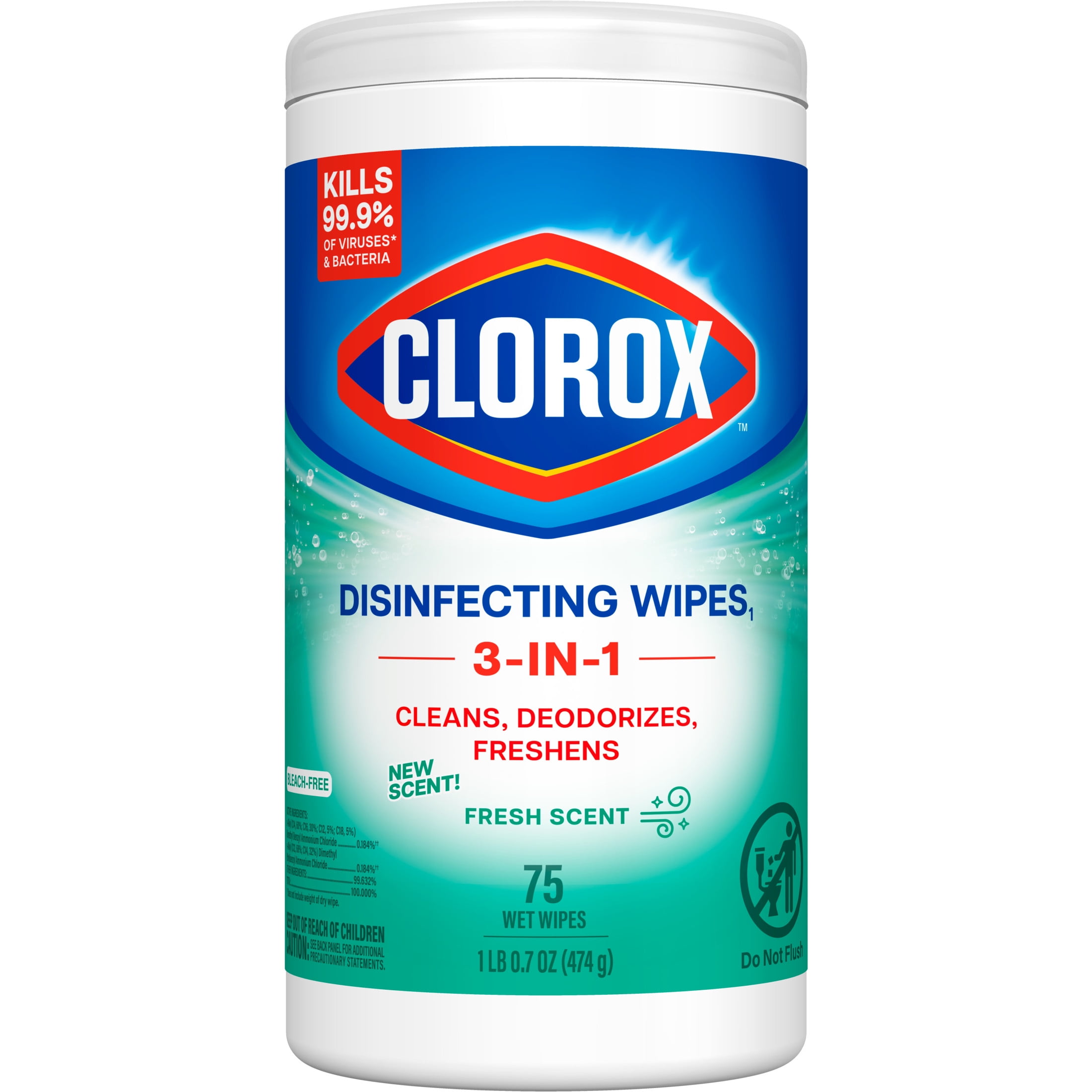 Clorox Disinfecting Cleaning Wipes, Bleach Free, Fresh Scent (75 Count) 1bs6u