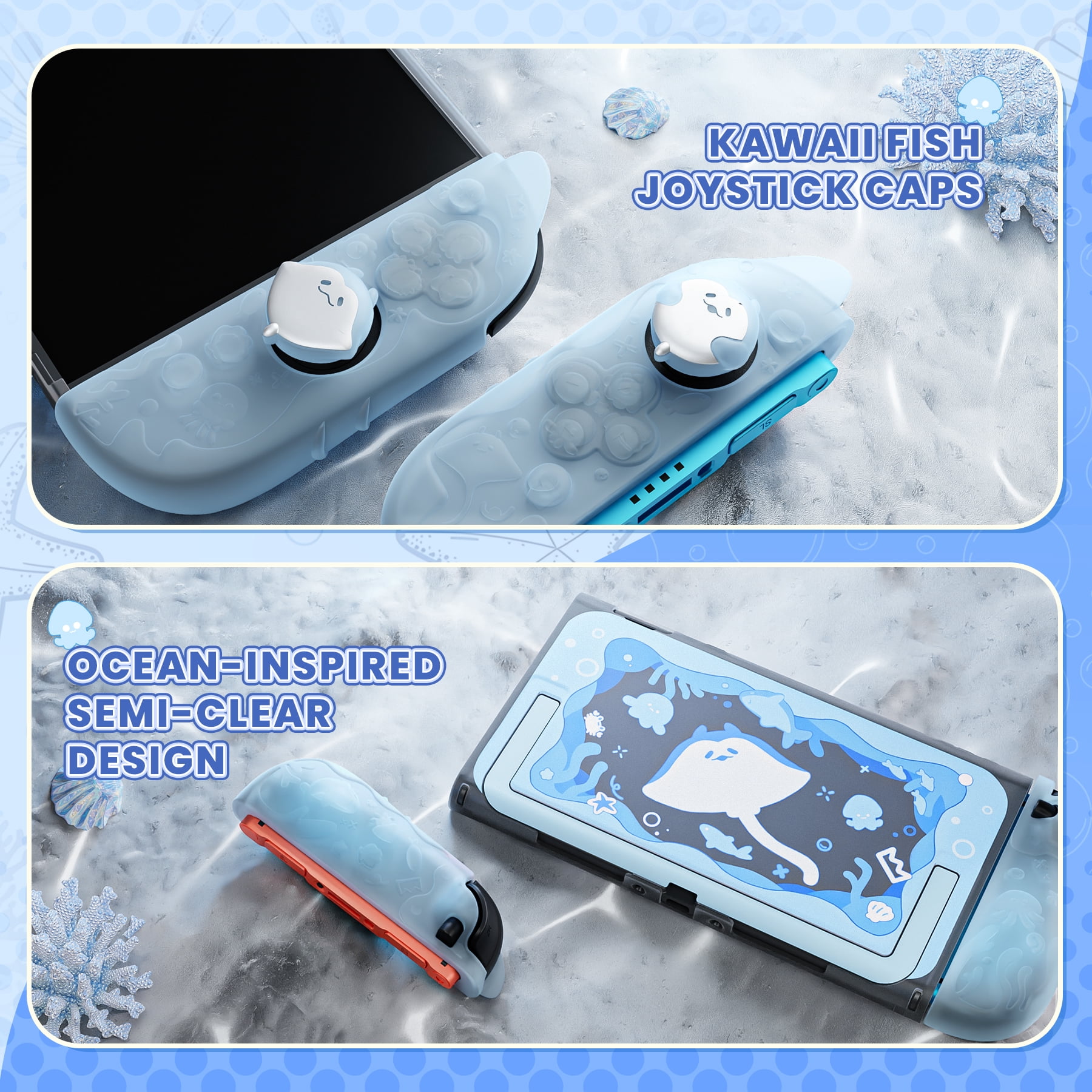 PlayVital Protective Case for Nintendo Switch 2 (Dockable Hard Shell, Silicone Grips, Joystick Caps, Mint Blue) 85s8a