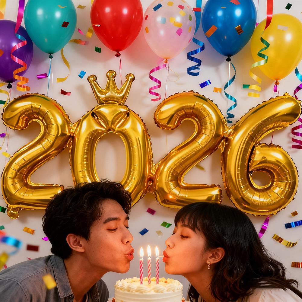 Generic 2026 Number Balloon Set for New Years Eve and Graduation Party Decorations (Gold, 40 in) ic35e