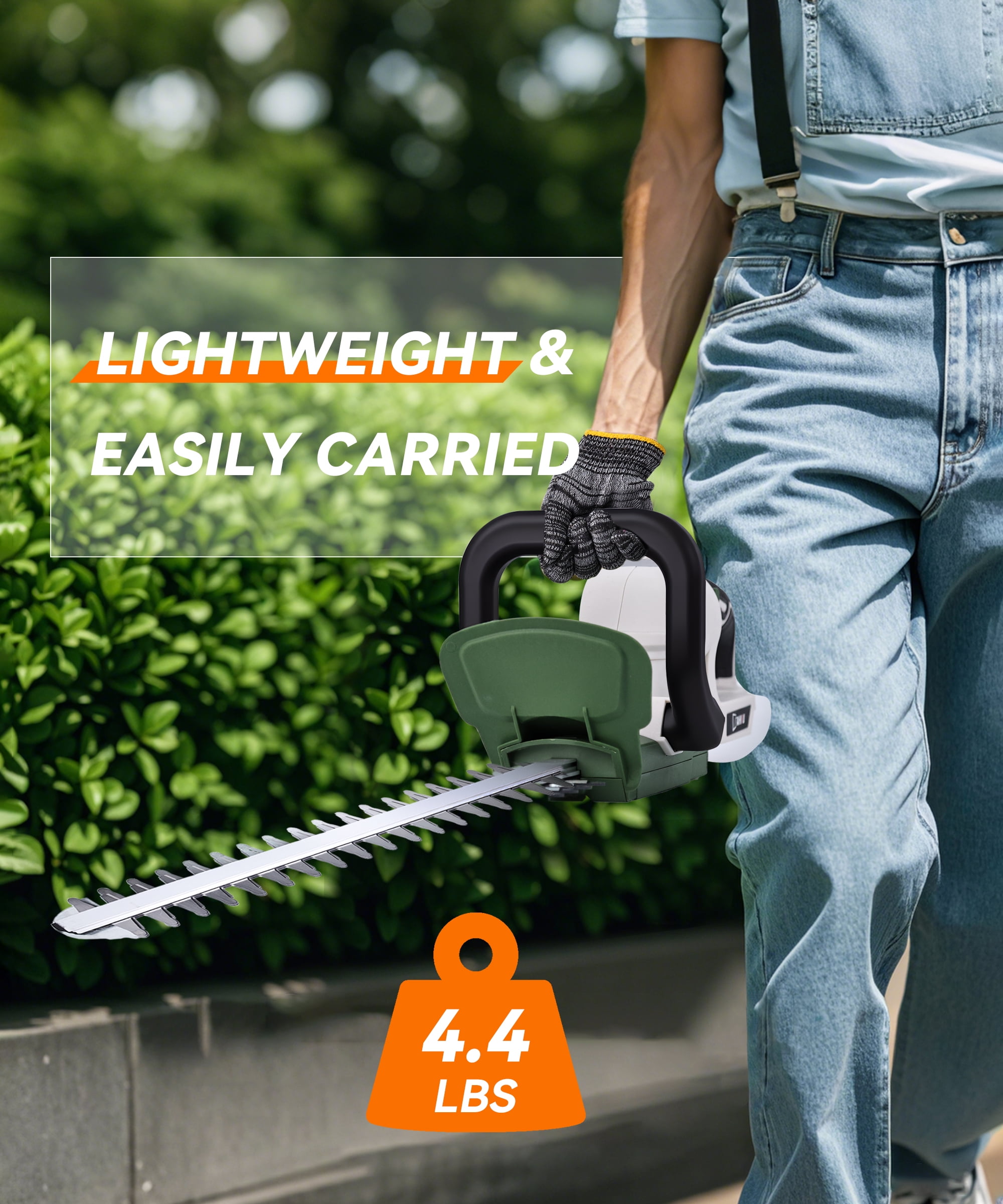 YAHHU Cordless Electric Hedge Trimmer, 20 in Dual-Action Blade, 21V Battery & Charger Included lvtuh
