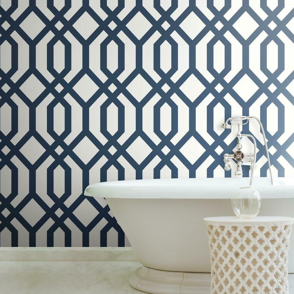 RoomMates Gazebo Lattice Peel and Stick Wallpaper (Blue, 20.5 in x 16.5 ft) 9reau