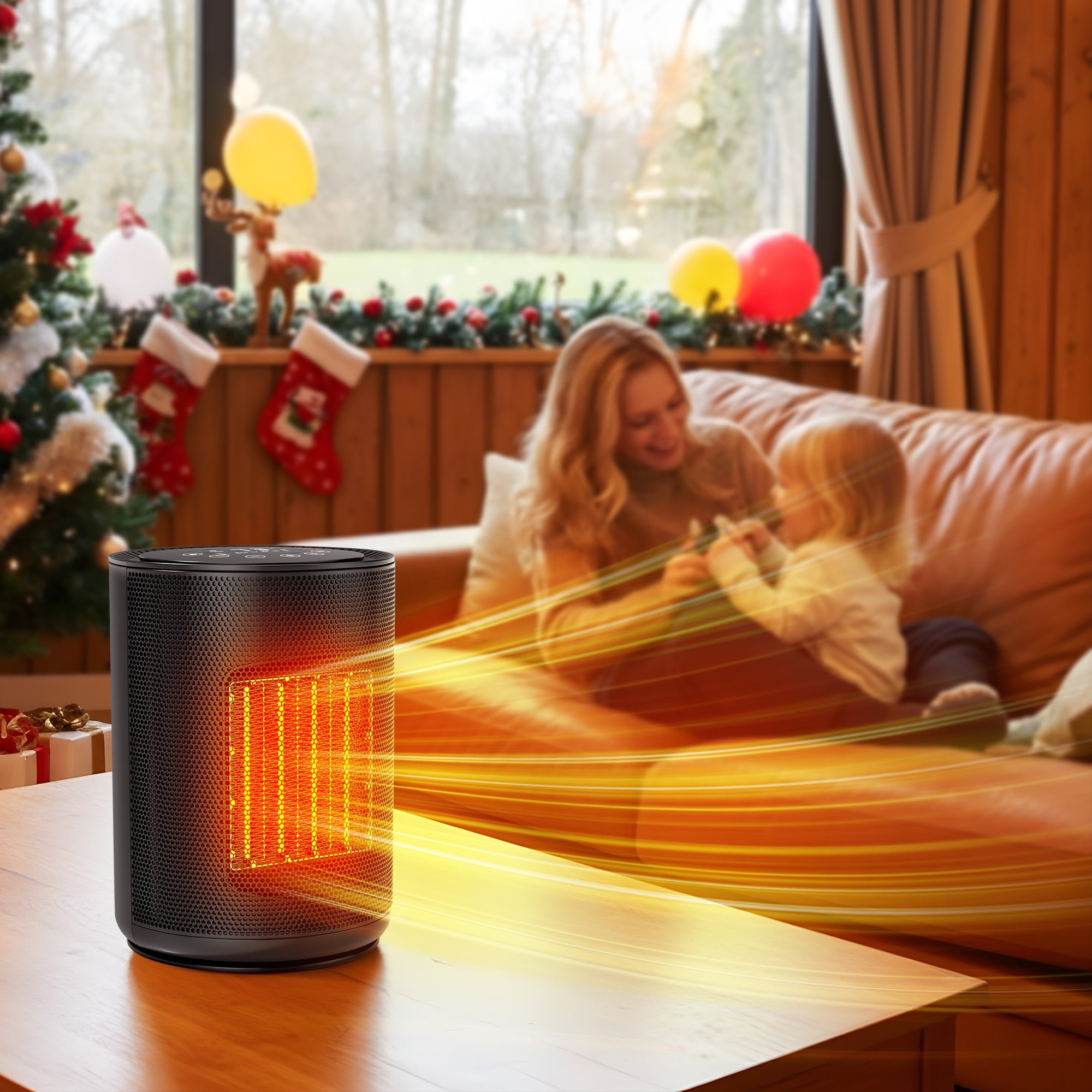 KissAir 1500W PTC Ceramic Space Heater with Remote Control and LED Display (Black, 1500W) kyq91