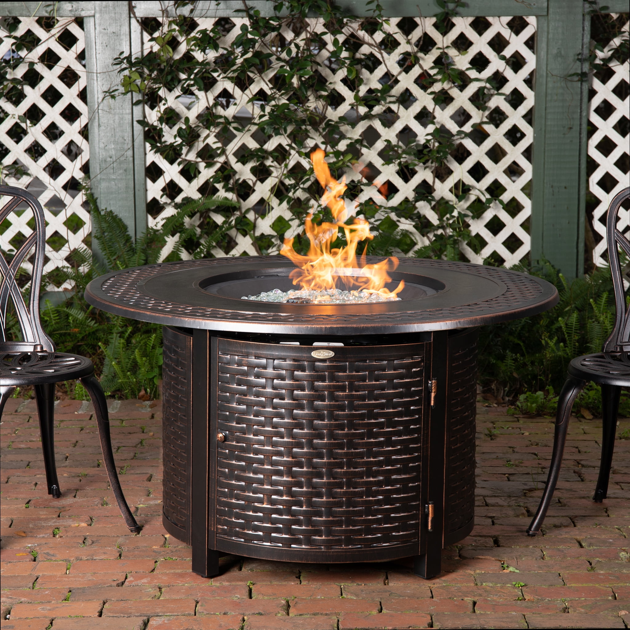Fire Sense Aluminum Gas Fire Pit Table with Lid and Cover (Antique Bronze, 44 in) g9kz6
