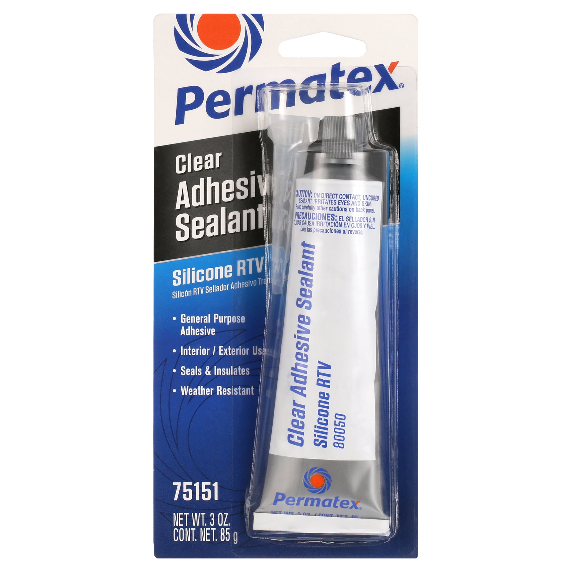 Permatex 75151 Clear RTV Silicone Adhesive Sealant (Clear, 3 oz) dp5d7
