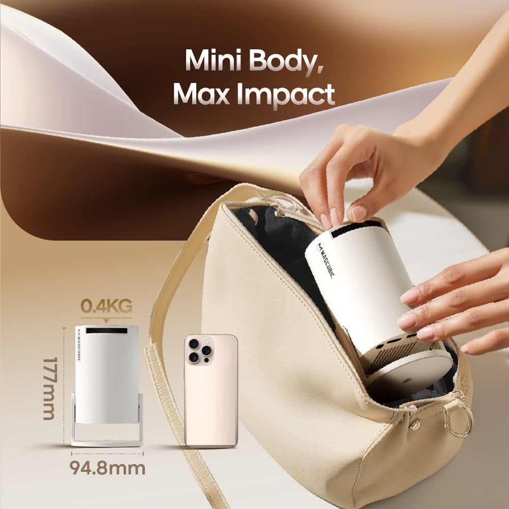 Magcubic Mini Projector 1080P WiFi 6 Portable Home Theater Projector (White, 1 Unit) yfzxn