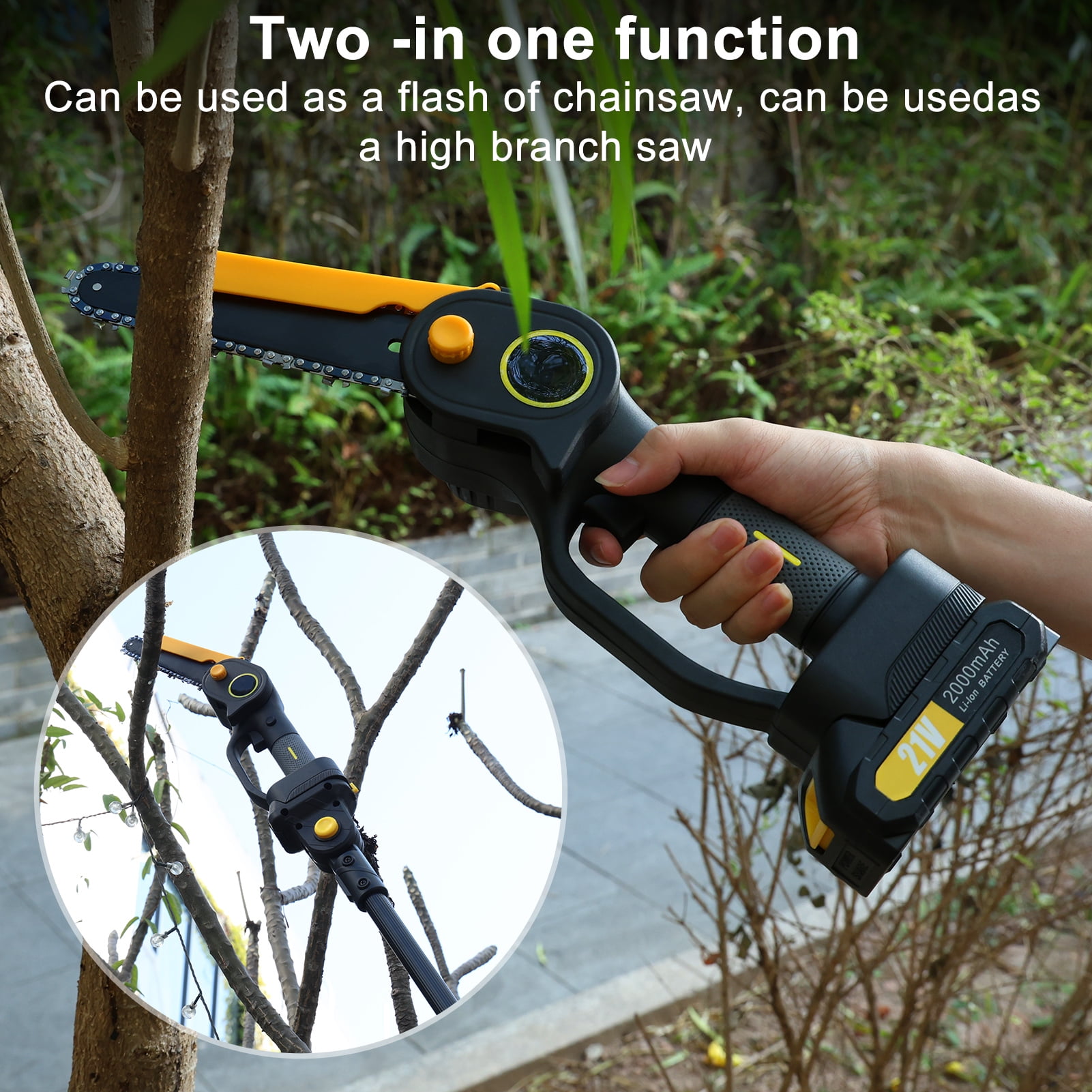 Koiauber Cordless Pole Saw Mini Chainsaw, Brushless Electric Tree Pruning Tool with 2 Batteries (4.9-7.5 ft Adjustable) g48yp - Image 4