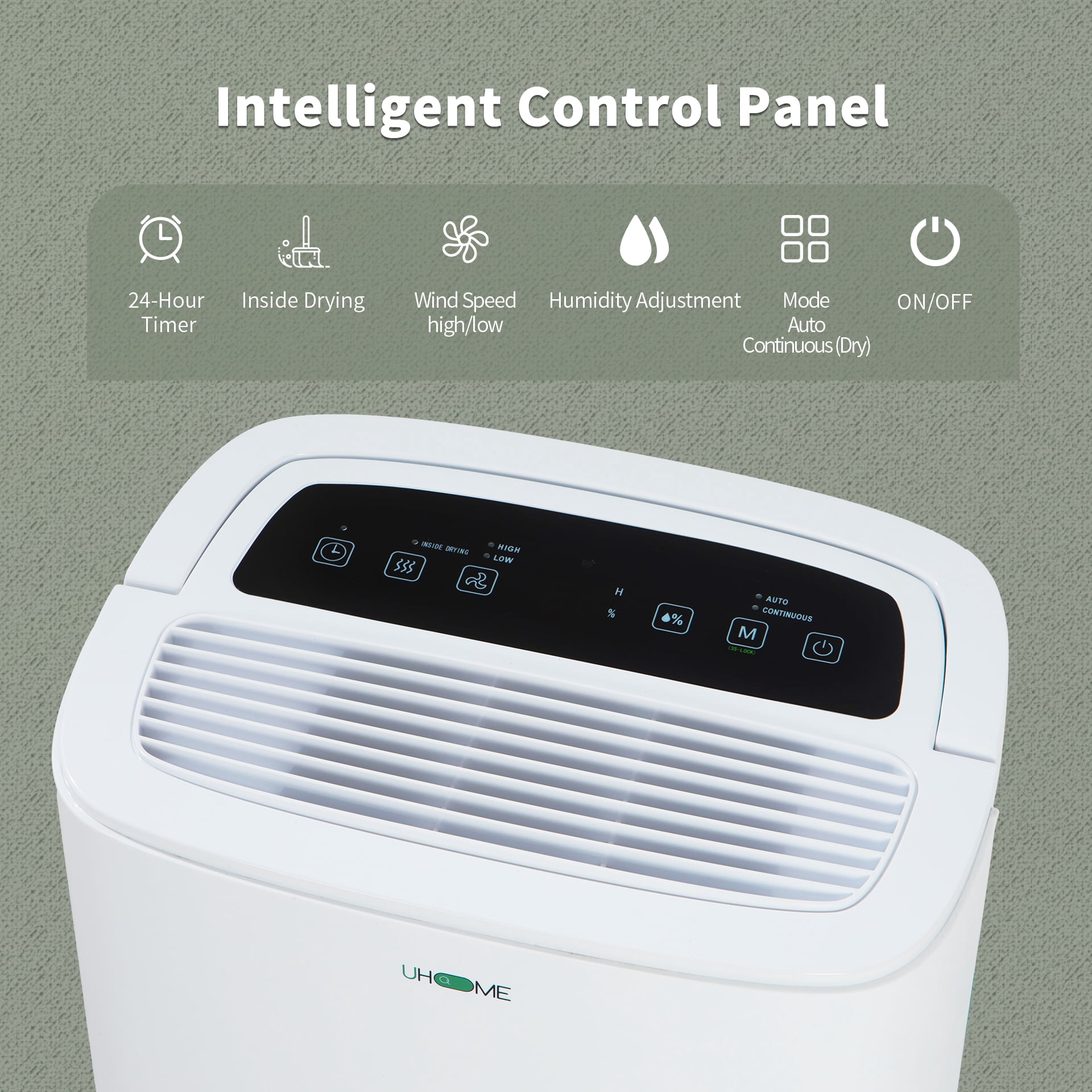 Uhome 120 Pints Dehumidifier for Large Rooms and Basements (White, 1.32 gal) 1ypy1