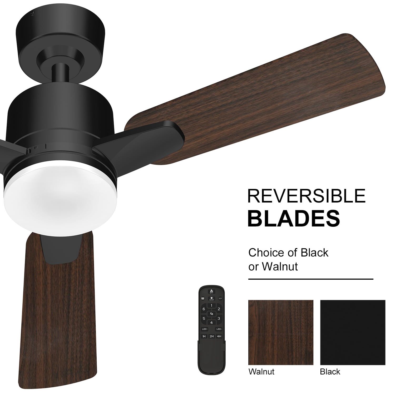 Mainstays 42 in Ceiling Fan with LED Light and Remote Control (Black, 42 in) ofavv