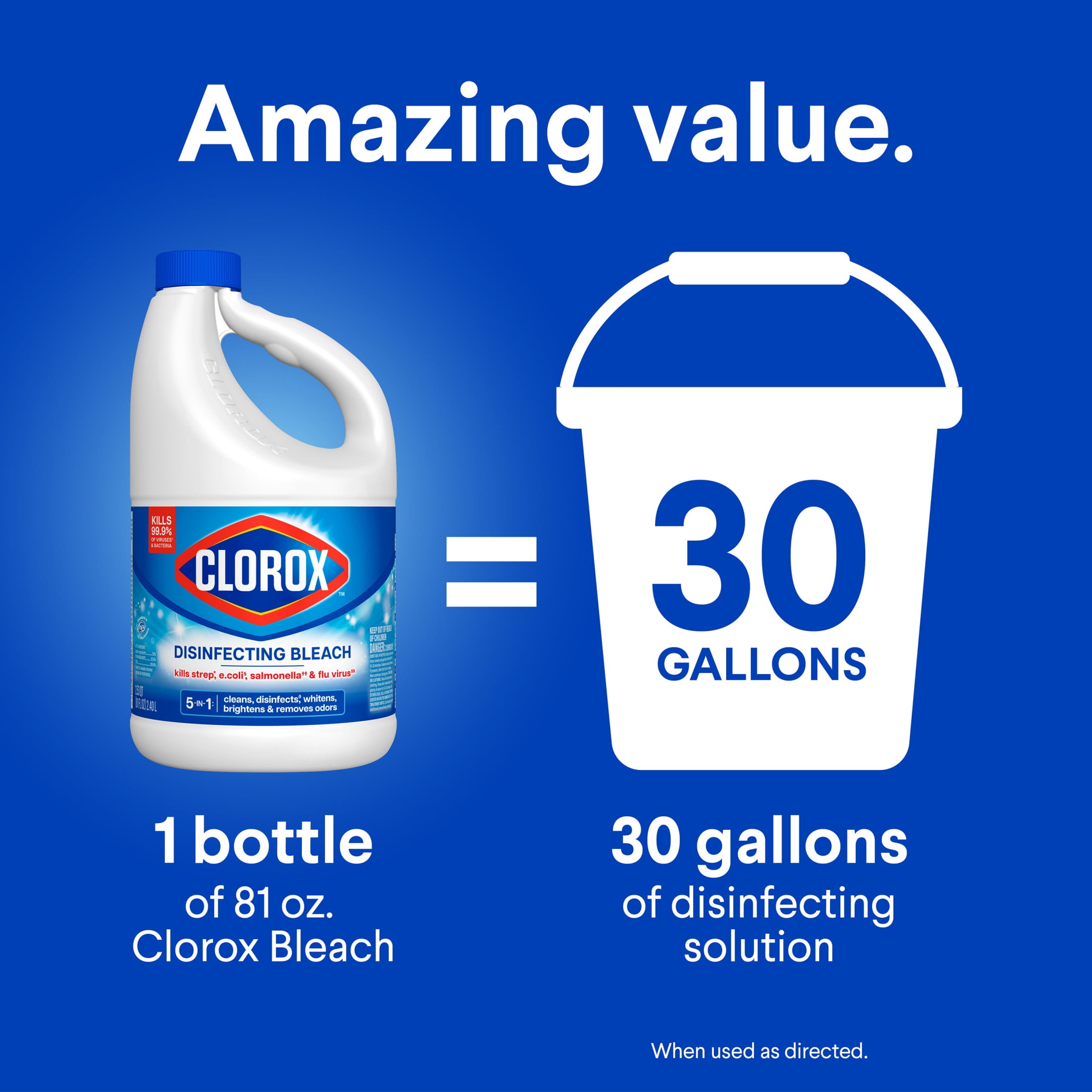 Clorox Disinfecting Liquid Bleach Cleaner, Regular Scent (81 fl oz) kj97c