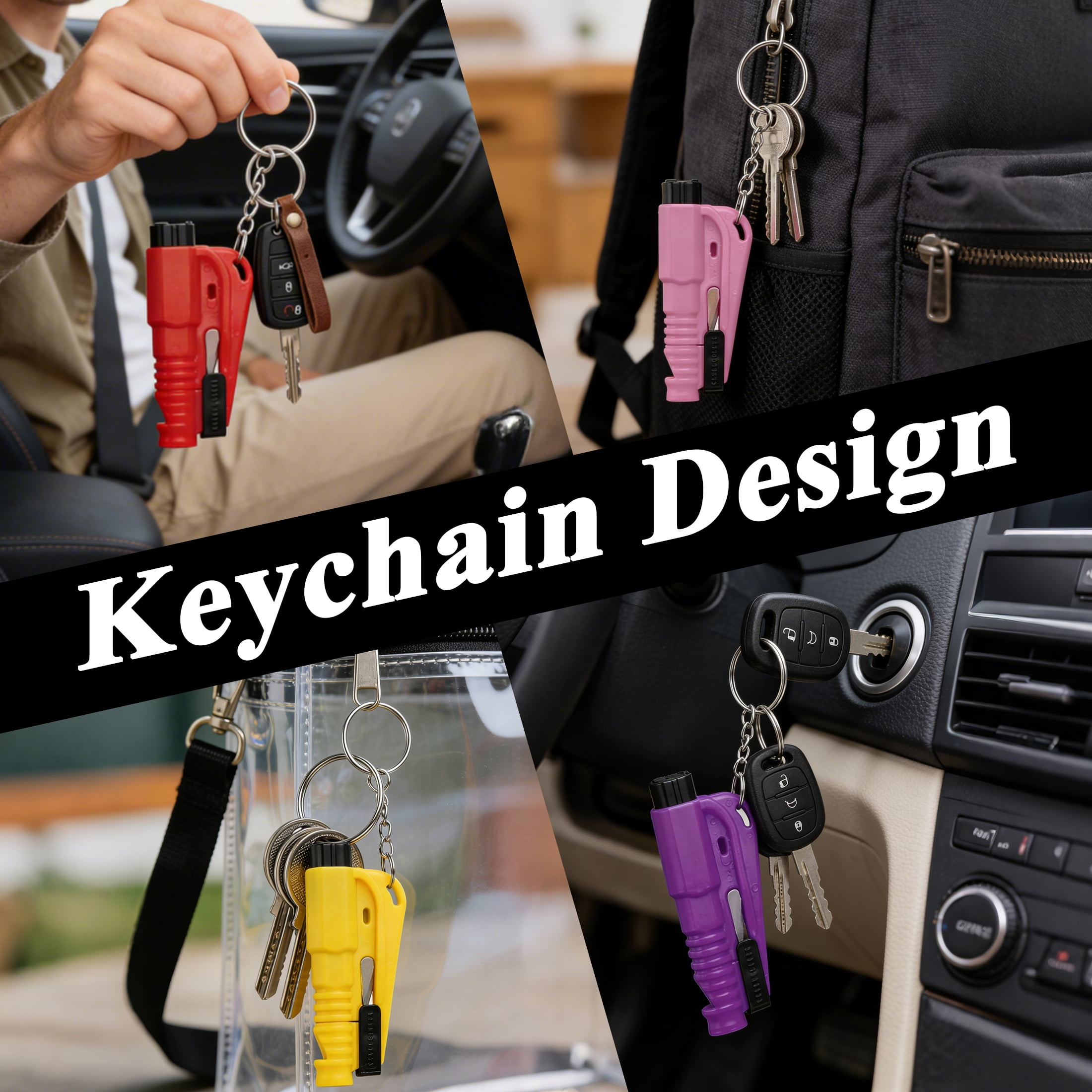 Cyrico 3-in-1 Car Window Breaker and Seatbelt Cutter Keychain Emergency Escape Tool (16 Pack, 3.03 in x 1.34 in) z4p5g