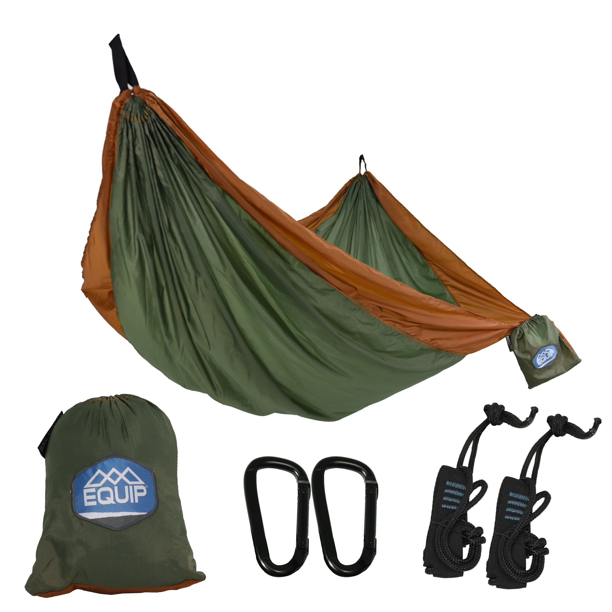 Equip Nylon Portable Camping Travel Hammock, Breathable Lightweight Outdoor Bed (Sage and Rust, 116 in x 59 in) 12cp8