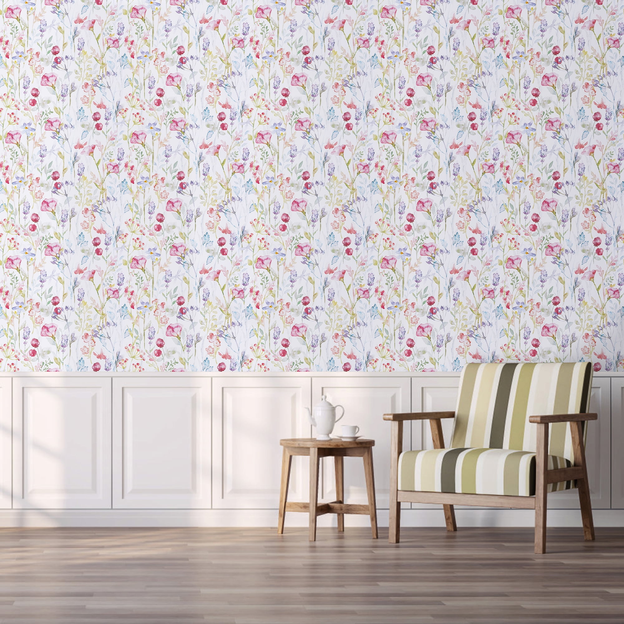 Abyssaly Floral Peel and Stick Wallpaper Removable Vinyl Contact Paper for Home Decor (White, 17.3 in x 118 in) 2w4oa