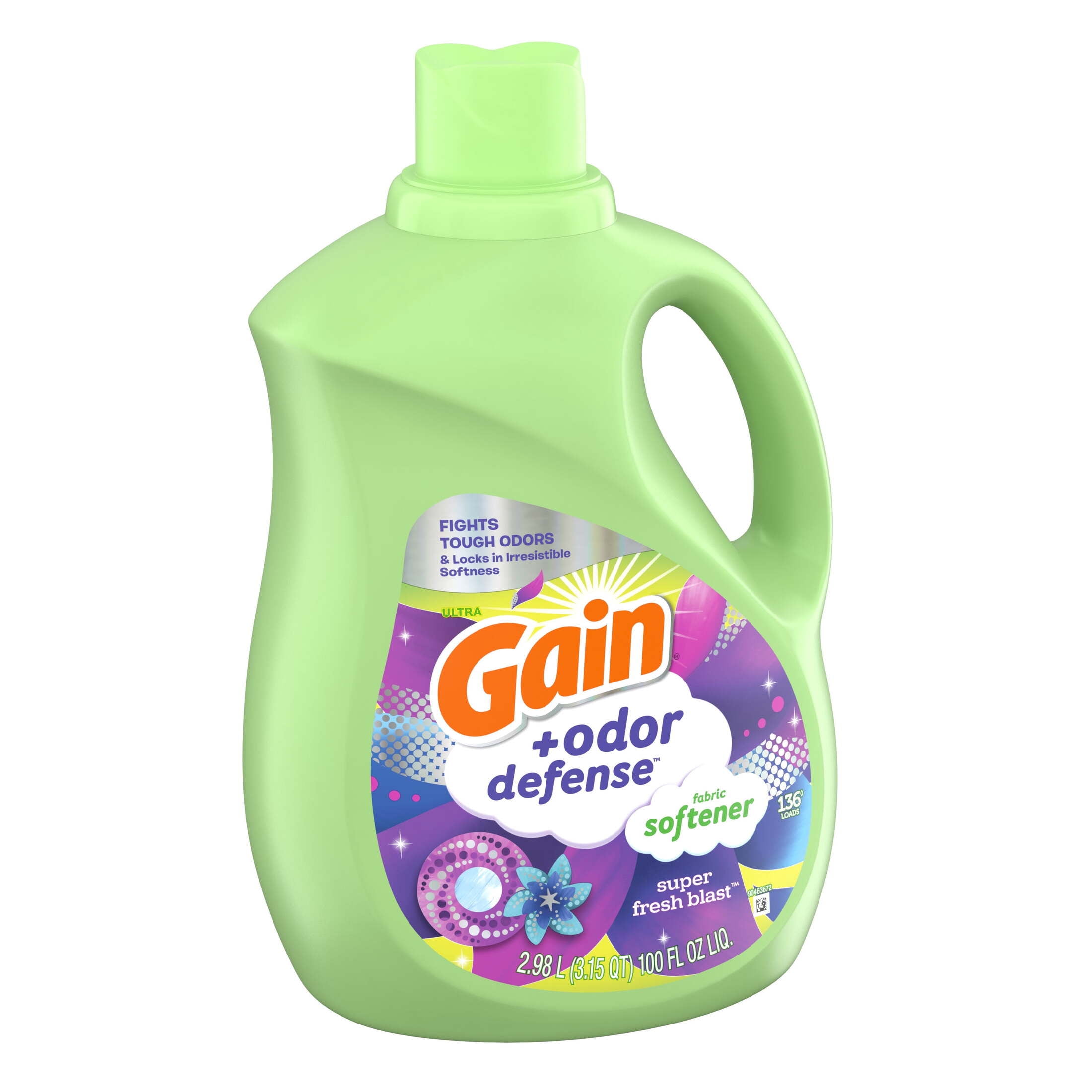 Gain Odor Defense Liquid Fabric Softener and Conditioner, Super Fresh Blast (4 Pack, 100 fl oz) dsywn