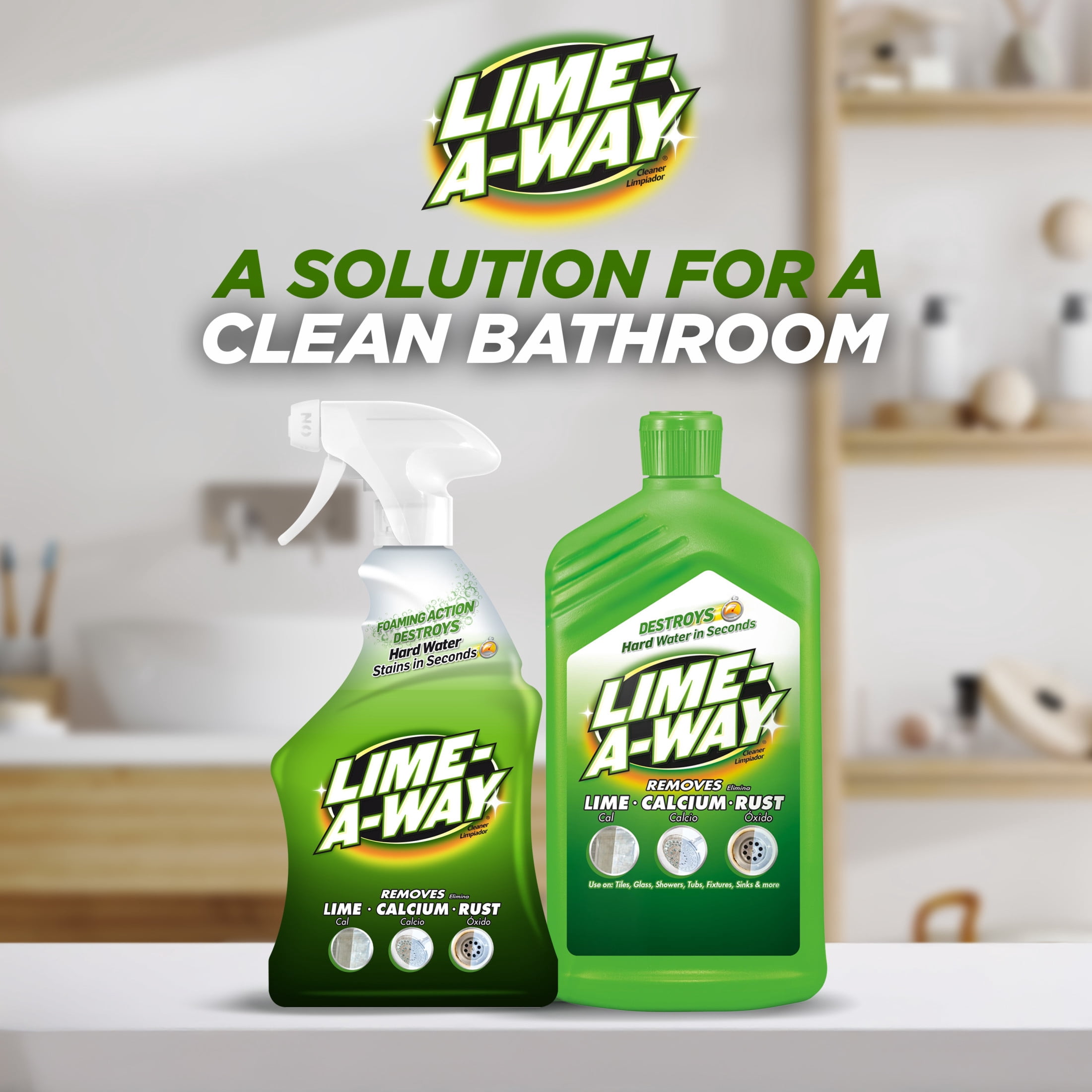 LIME-A-WAY Hard Water Stain Remover Spray, Bathroom Cleaner for Lime, Calcium & Rust (32 fl oz) y7y5e