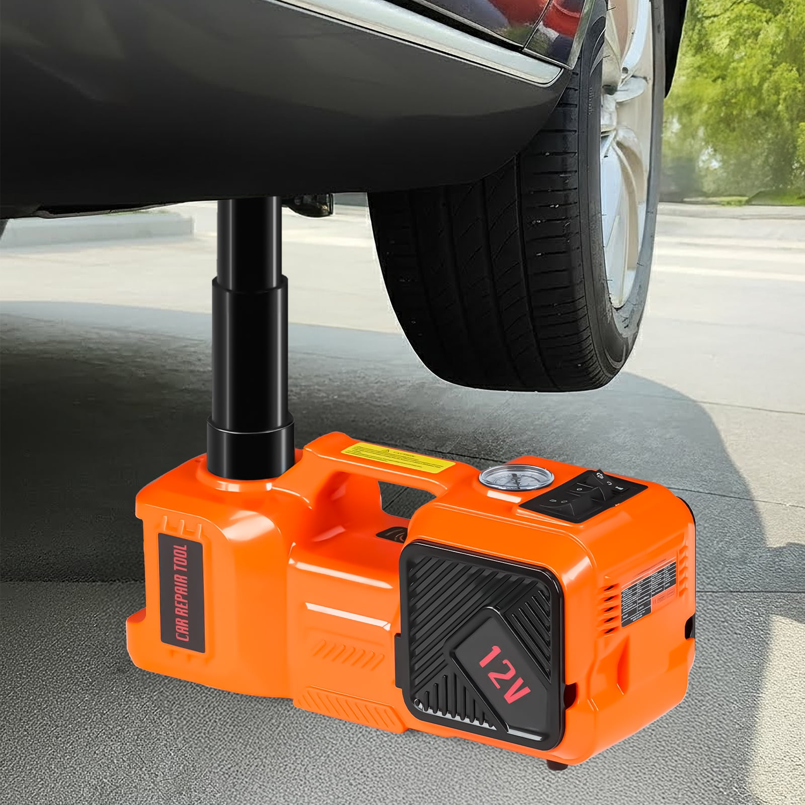Ktaxon Electric Hydraulic Car Jack Kit, 5 Ton Lift Capacity with Impact Wrench, Tire Inflator, and LED Light (Red, 11023 lb) 7v44g