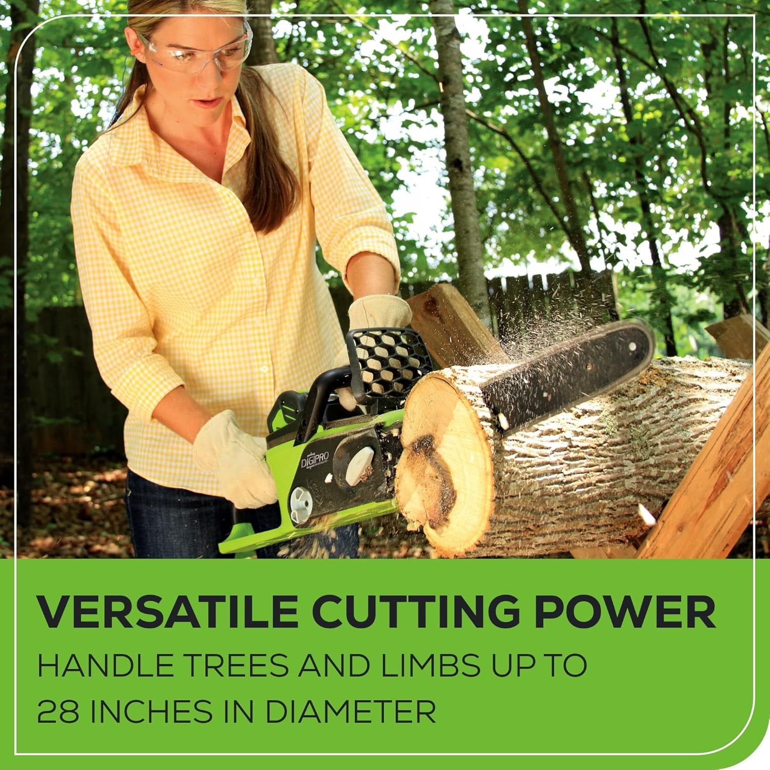Greenworks 40V 16-inch Cordless Brushless Chainsaw with 4Ah Battery and Charger (Green, 16 in) v2zds