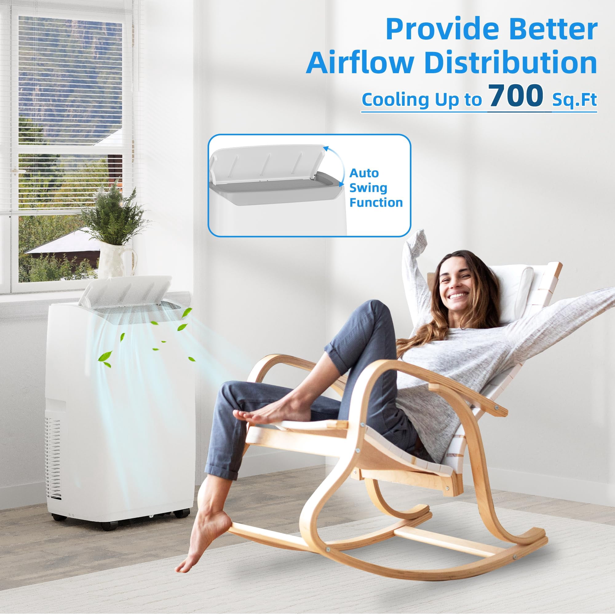 Towallmark 14,000 BTU Portable Air Conditioner for Rooms up to 700 Sq Ft (White) bnbv5