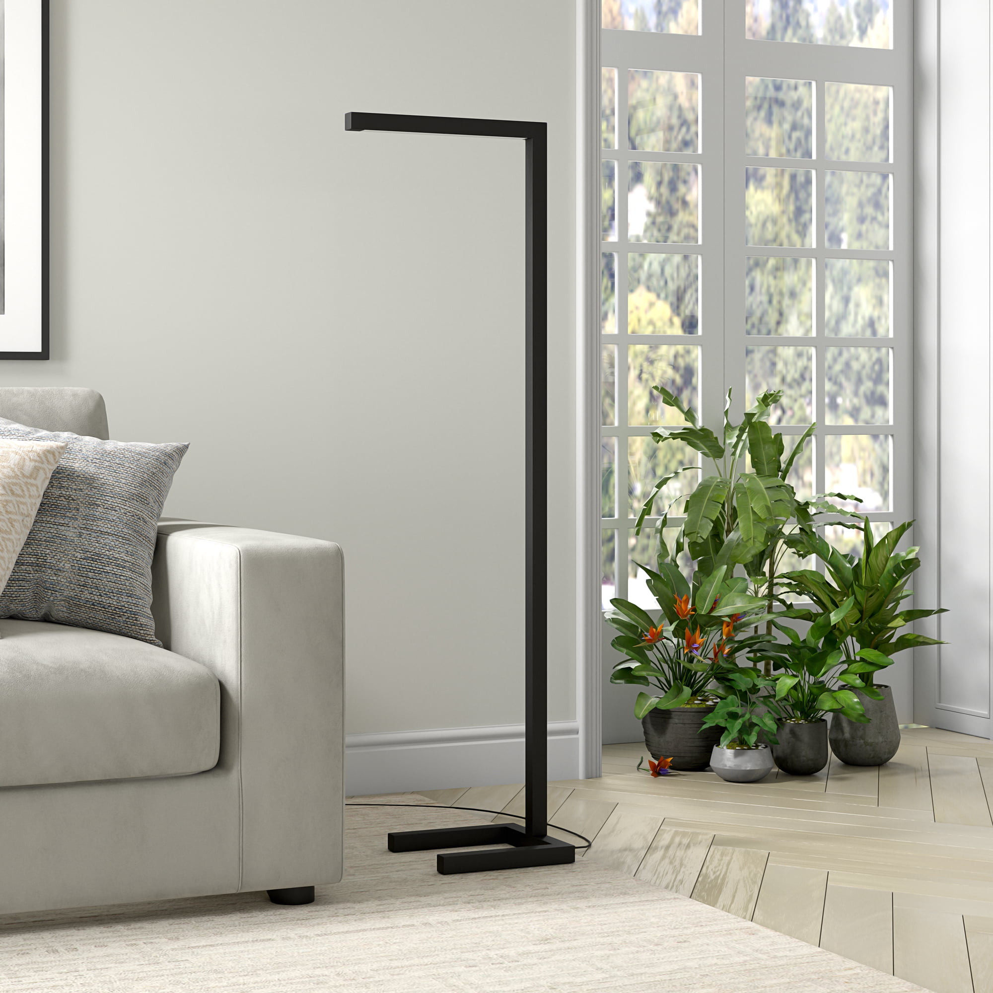 Evelyn&Zoe Malin Modern Metal Floor Lamp with Blackened Bronze Rectangle Shade (52 in) a32x4