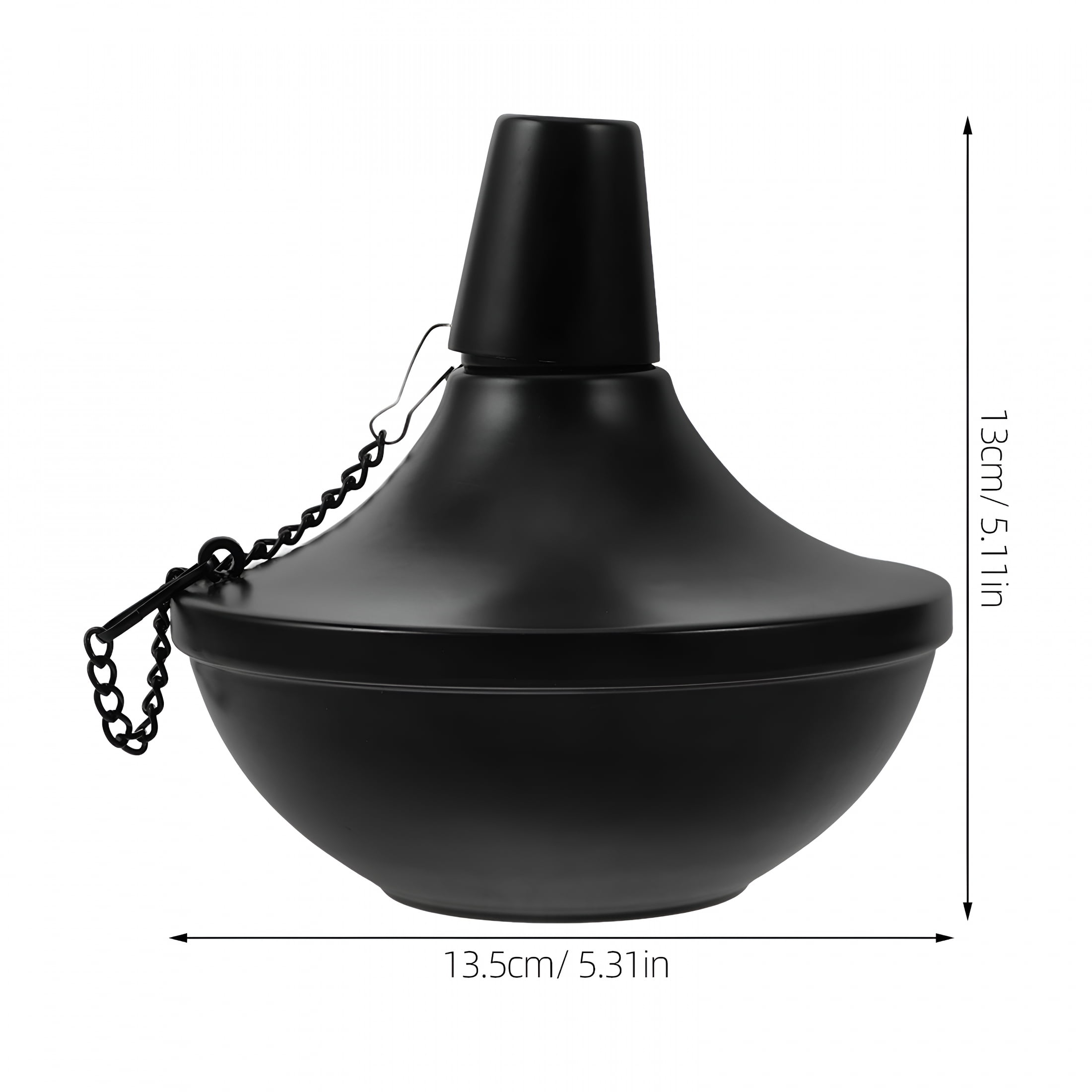Hibibud Tabletop Tiki Torch, Refillable Stainless Steel Outdoor Lamp for Patio and Garden (Black, 24.5 oz) xg82n