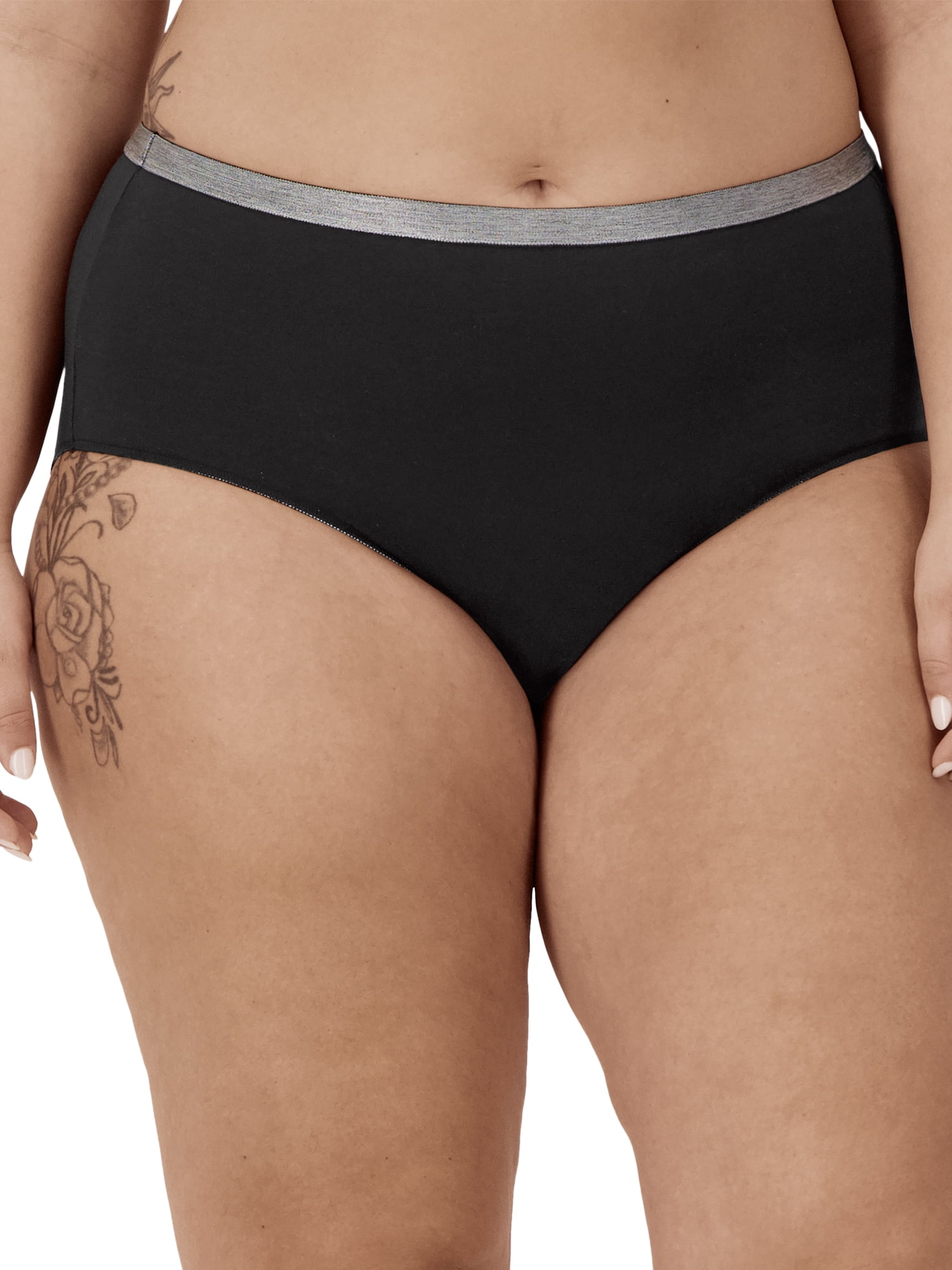 Hanes Women's Stretch Cotton Brief Panties, Full Coverage No-Show Underwear (5-Pack) jd9s0