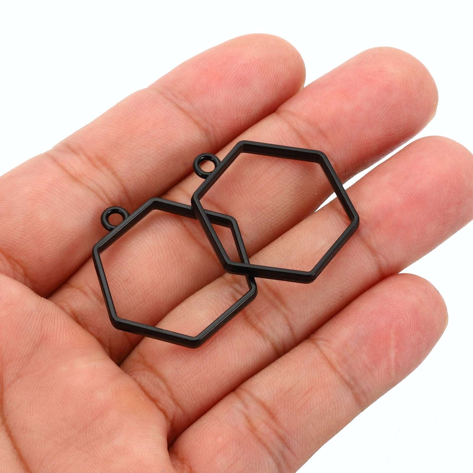 Uxcell Open Back Bezel Pendants for Resin Jewelry Making, Hexagon Shape (Black, 50 Pack) y7ril