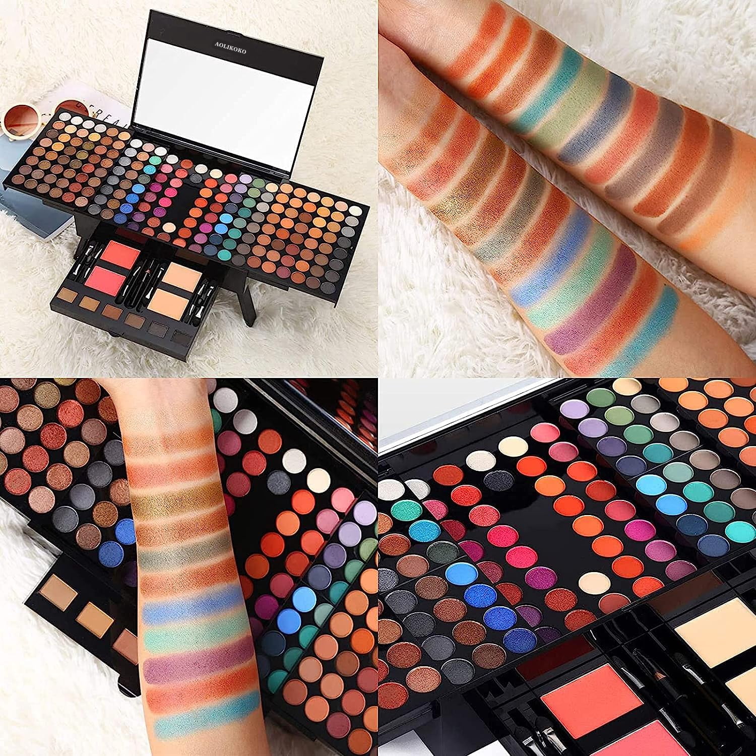 AOLIKOKO 190-Color Professional Makeup Kit (All-in-One Cosmetic Set with Eyeshadow, Lipstick, and Brushes, Multi-Color) vl7ty