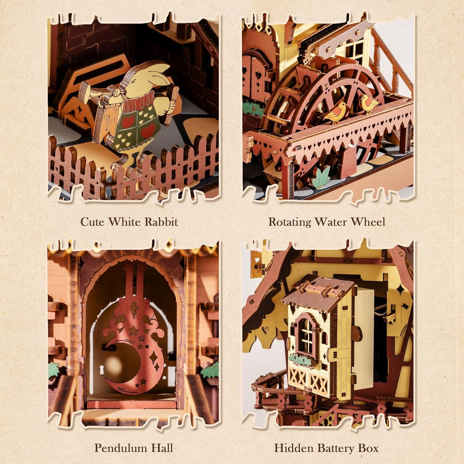 ROKR Cuckoo Clock Mechanical 3D Wooden Puzzle (Colorful, 12 in x 8 in) rq06t
