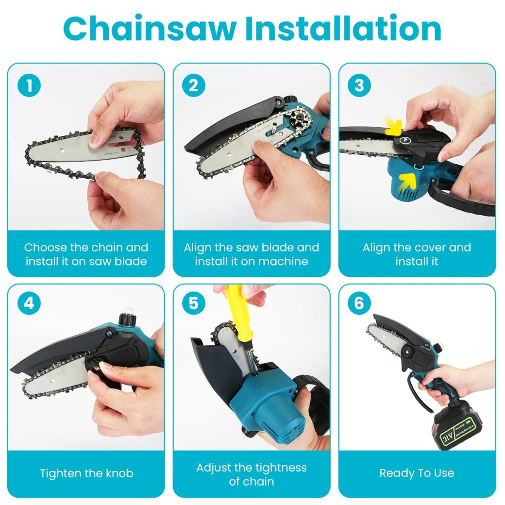 Triple Tree 4-in-1 Electric Pole Pruning Shears and Chainsaw Set (Blue, 5.5 ft) 7dhsg