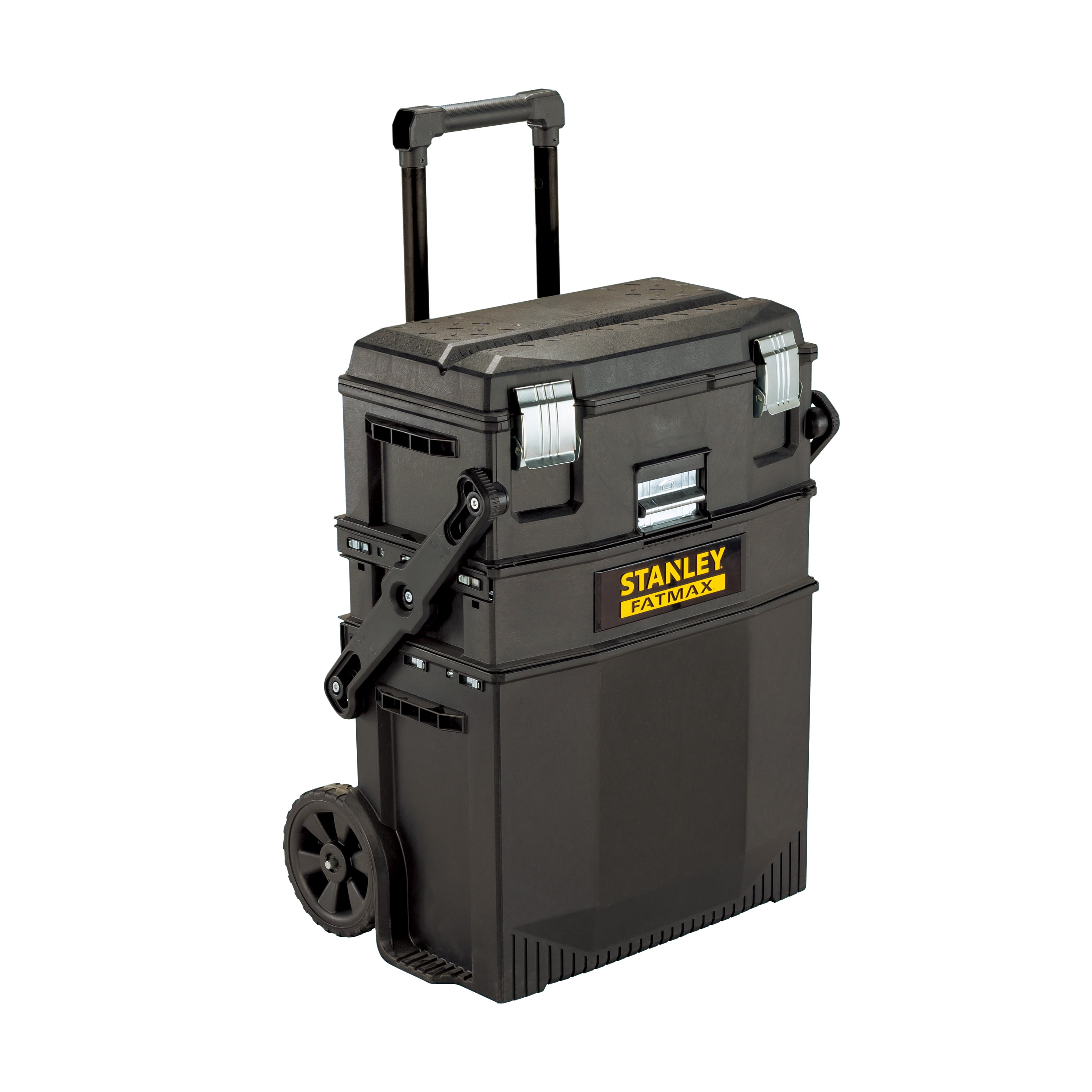 STANLEY FatMax 4-in-1 Mobile Work Station, Heavy-Duty Rolling Tool Box with Telescopic Handle (24.8 in. H x 16.2 in. W x 21.6 in. L) gegq5