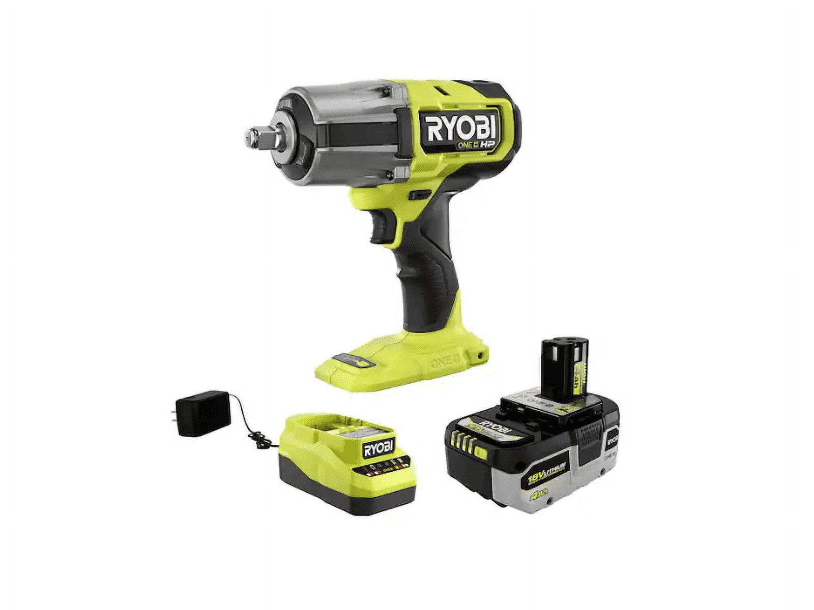 Ryobi ONE+ 18V Brushless Cordless 4-Mode 1/2 in. High Torque Impact Wrench Kit (Green, 4.0 Ah Battery and Charger) b40fi