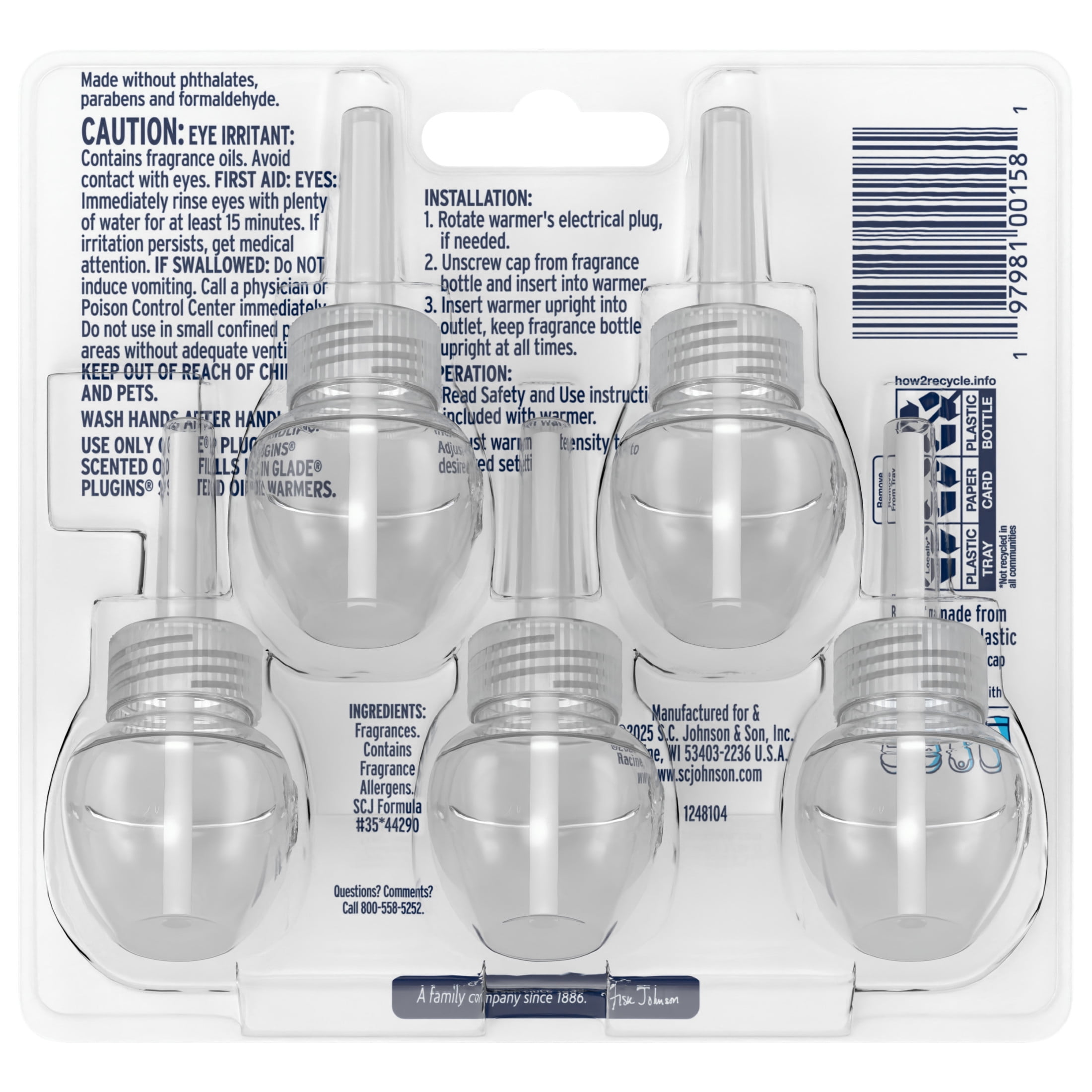 Glade PlugIns Air Freshener Refills, Twinkling Pine & Cedar, Long-Lasting Scent (5 Count, 3.35 oz) z8dts