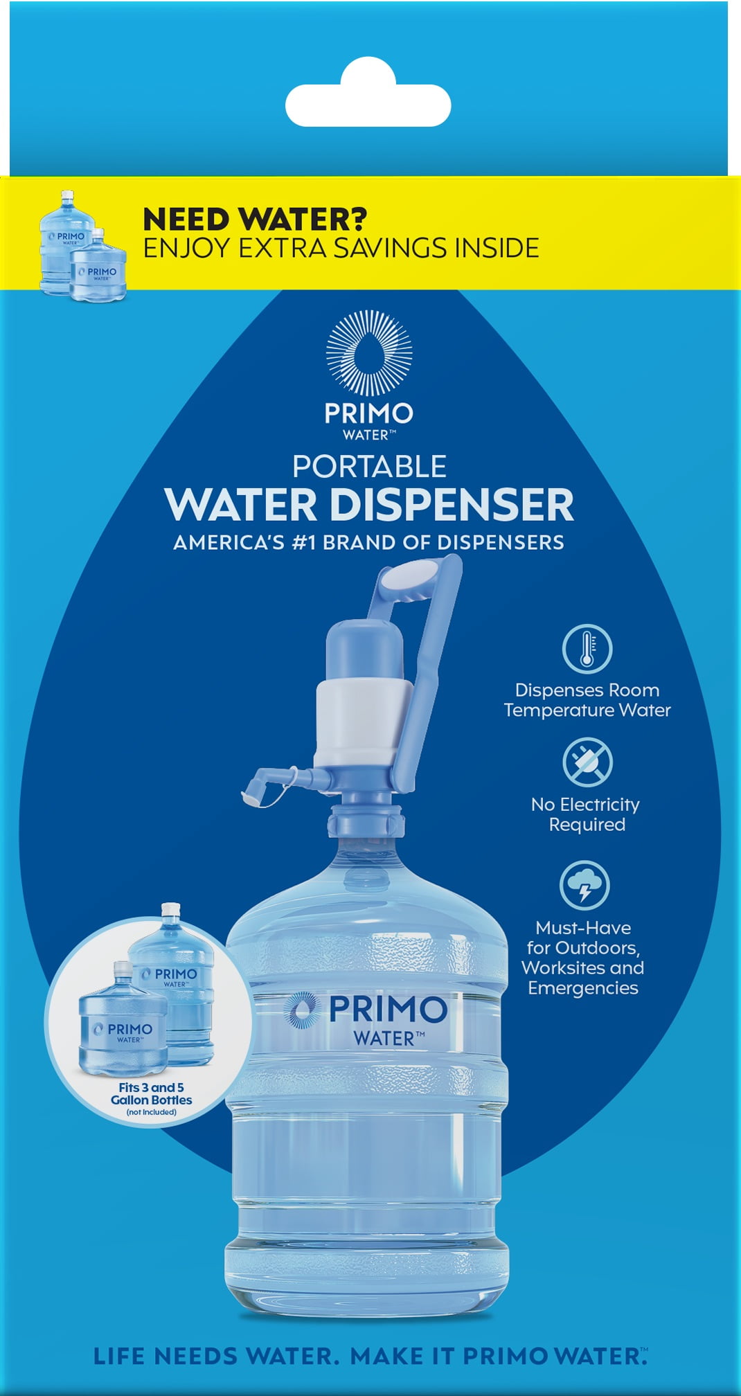 Primo Water Portable Manual Water Pump for 3 and 5 Gallon Jugs (Blue and White, 1 Pack) laypn