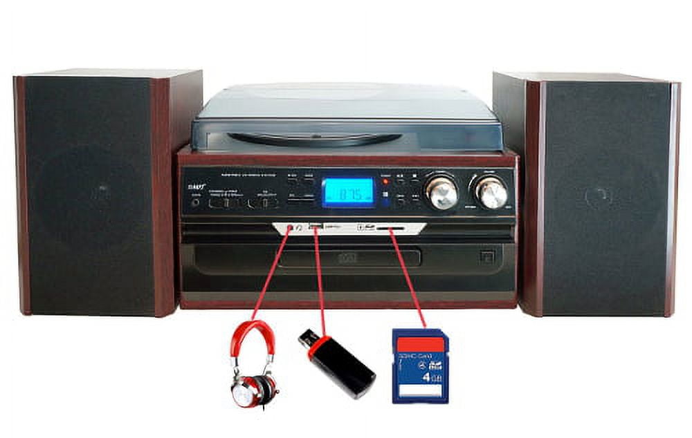 Boytone BT-24DJM 3-Speed Turntable with Bluetooth, CD, Cassette Player, and AM/FM Radio (Black) jdbvh