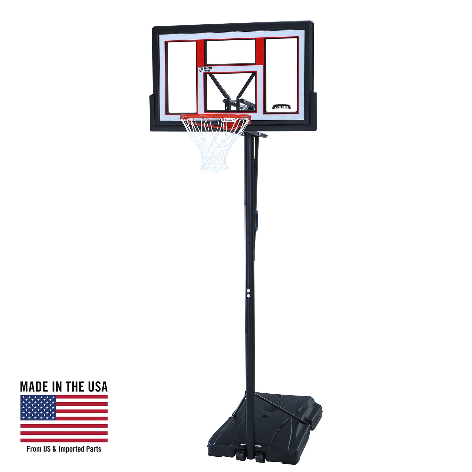 Lifetime 50-Inch Shatterproof Portable Basketball Hoop System with Speed Shift Adjustment (Black, 50 in) mt949