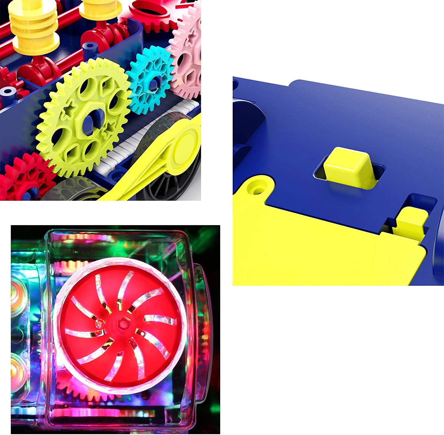 TiokMc Electric Gear Train Toy with Transparent Mechanical Design, Flashing Lights & Music (Clear, 6.7 in x 4.3 in x 3.5 in) tz6g9
